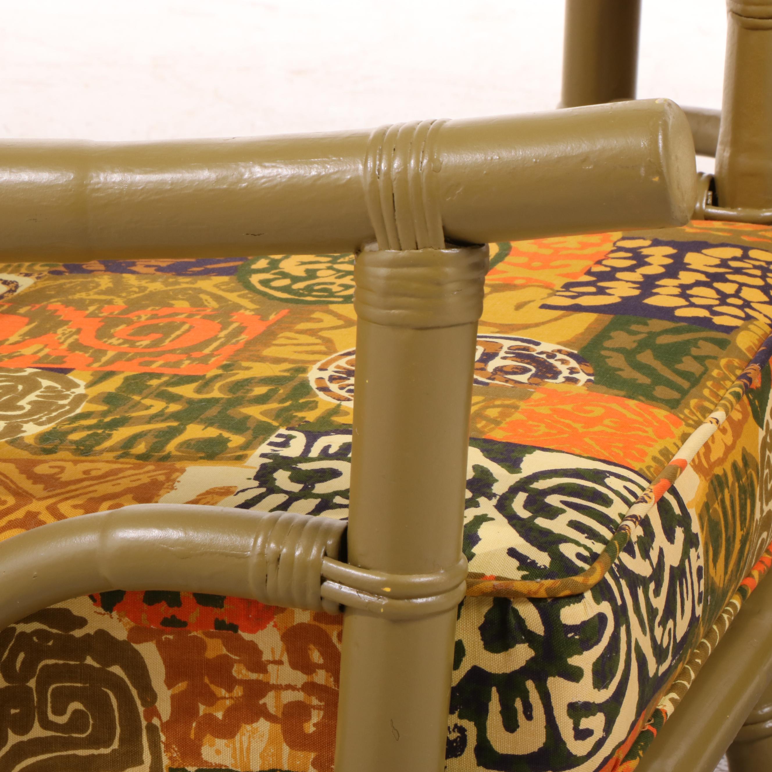 Pair of Mid Century Modern Painted Rattan Lounge Chairs