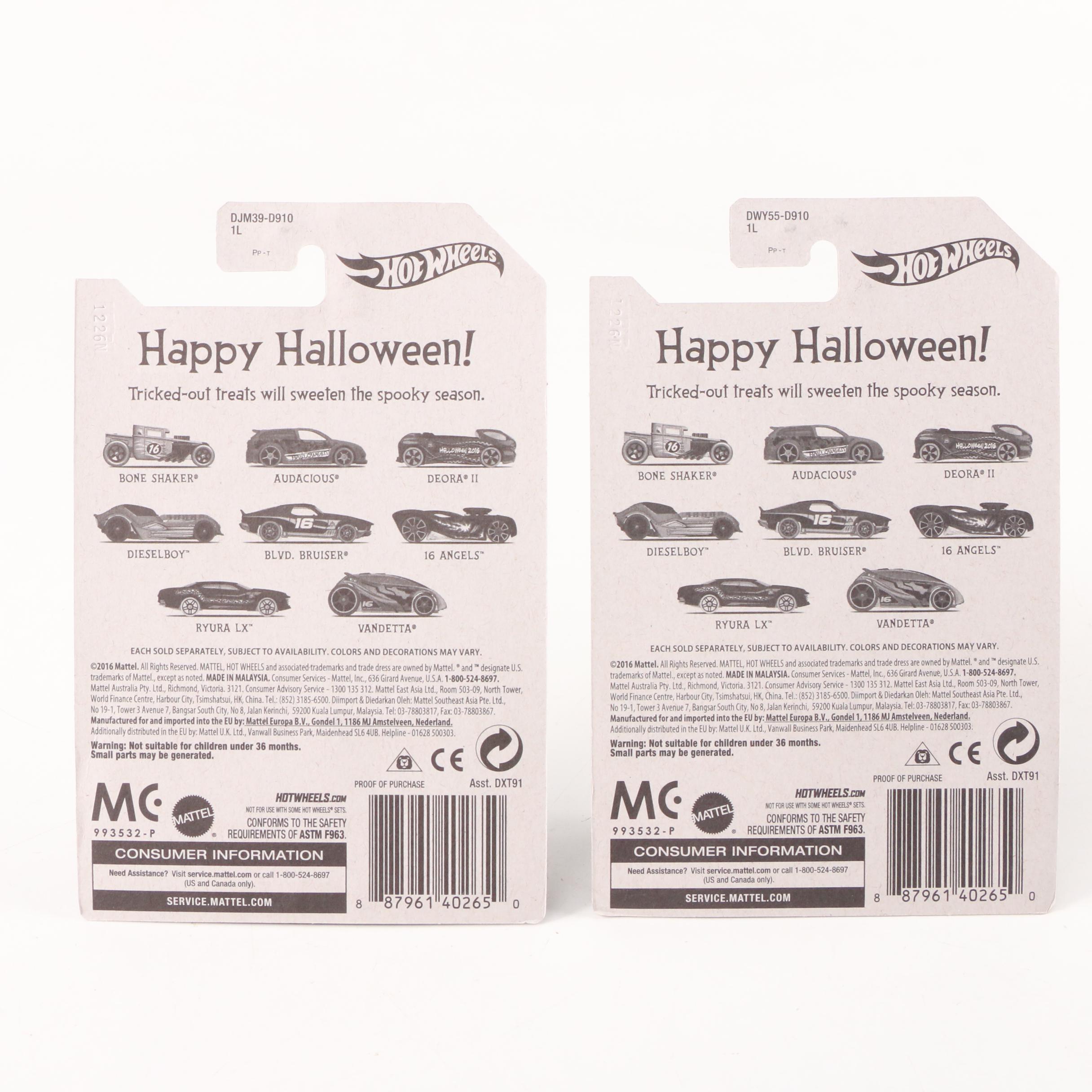 Hot Wheels Halloween Themed 1:64 Scale Cars, 2016