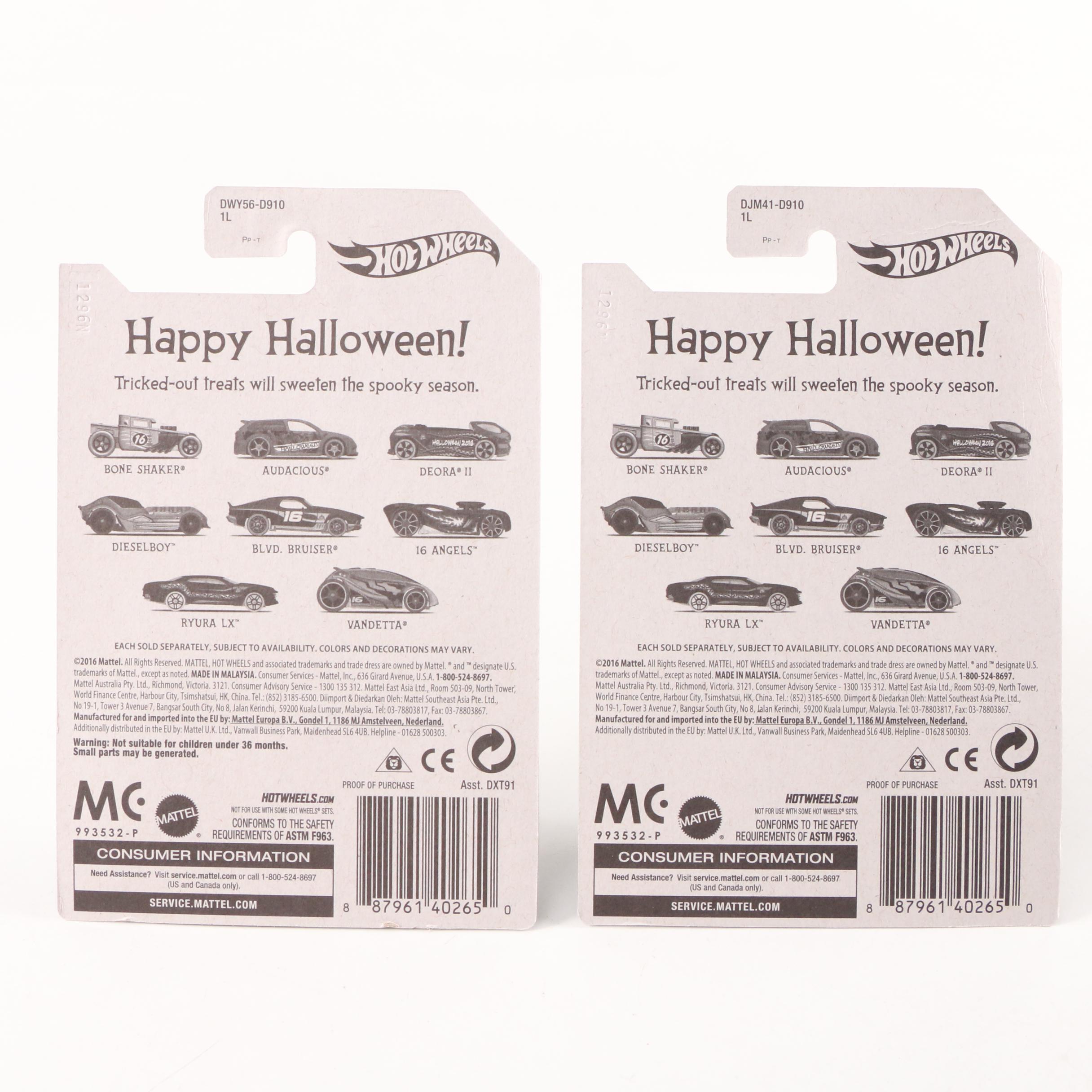 Hot Wheels Halloween Themed 1:64 Scale Cars, 2016