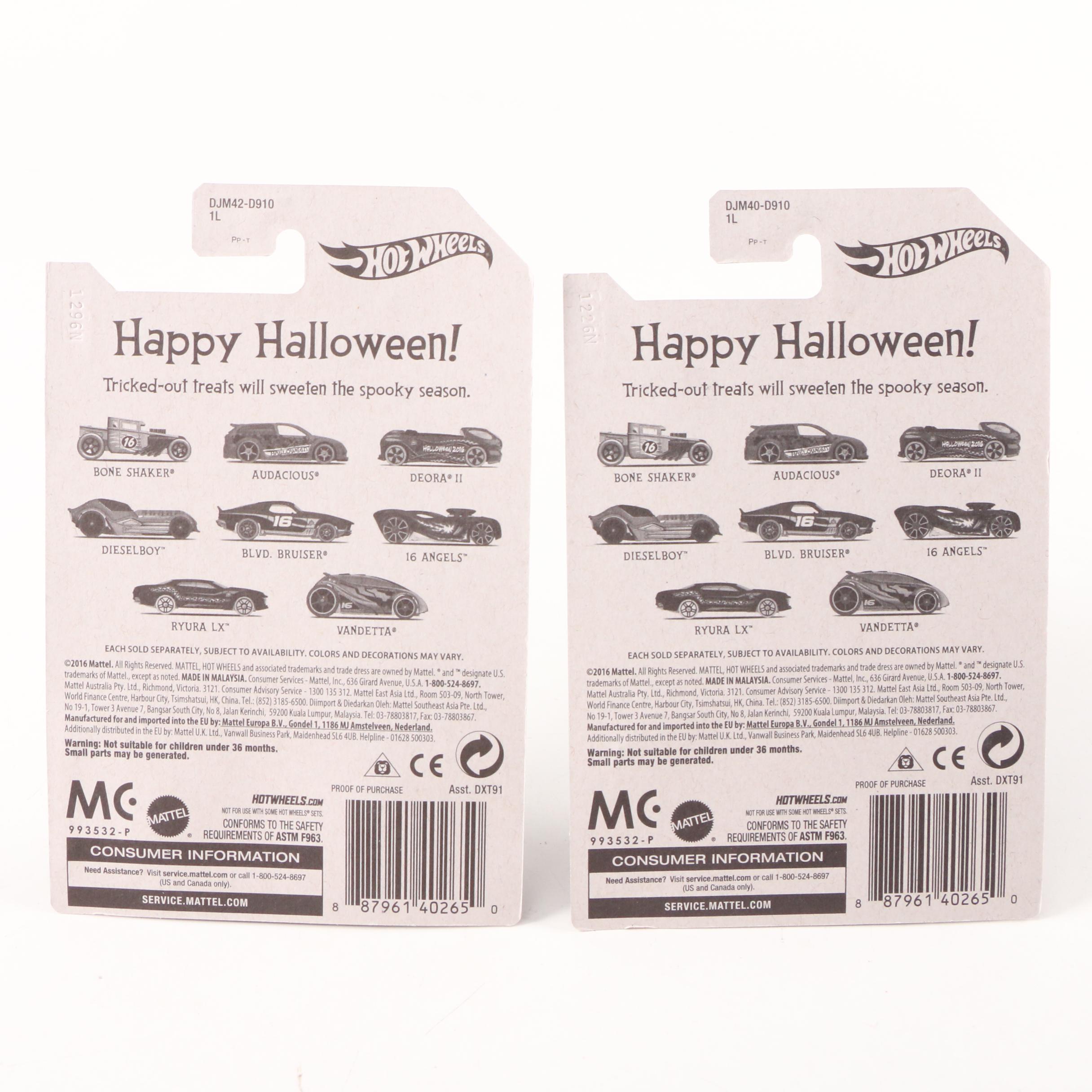 Hot Wheels Halloween Themed 1:64 Scale Cars, 2016