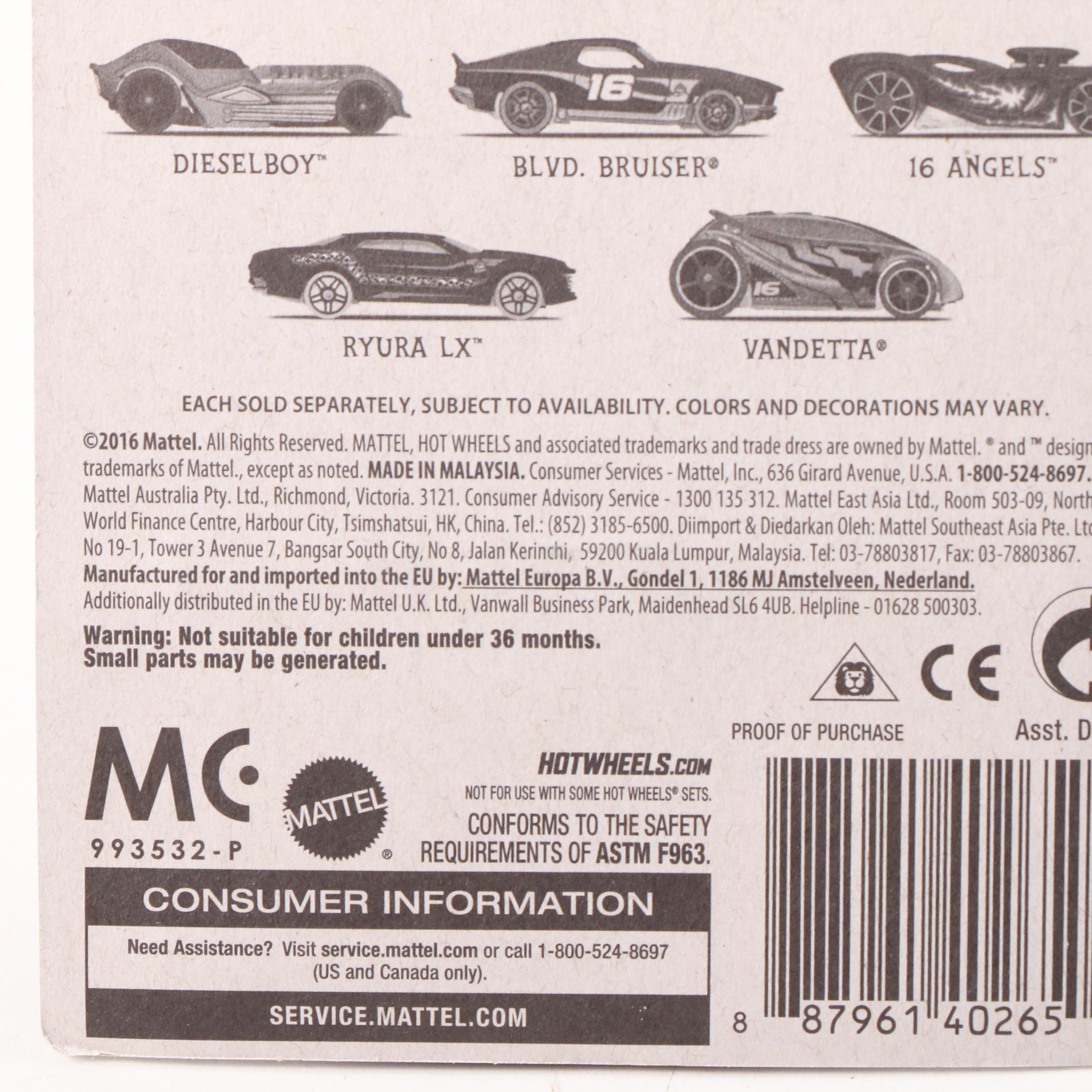 Hot Wheels Halloween Themed 1:64 Scale Cars, 2016