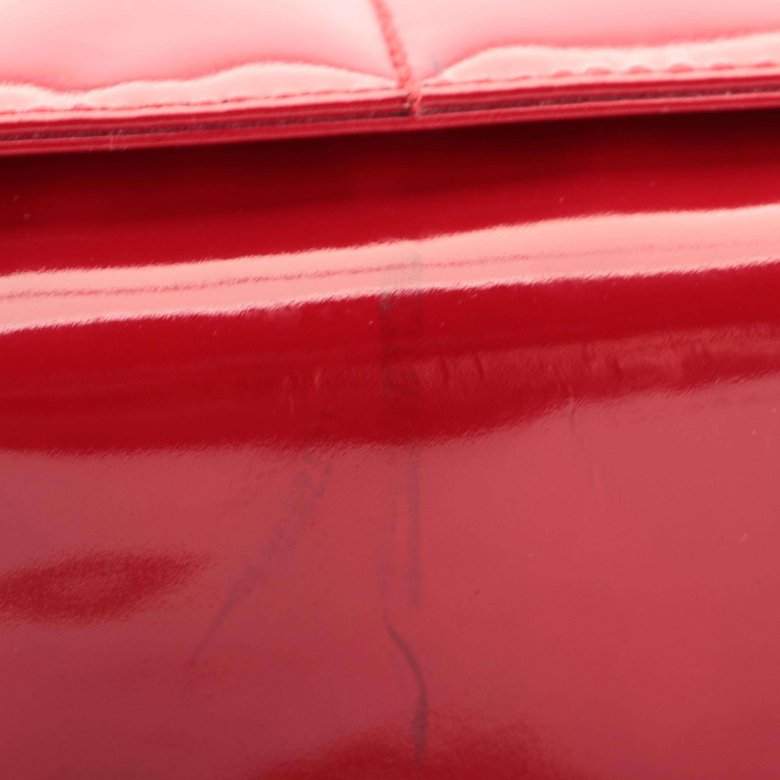 Chanel Chocolate Bar Tote Bag in Quilted Red Patent Leather