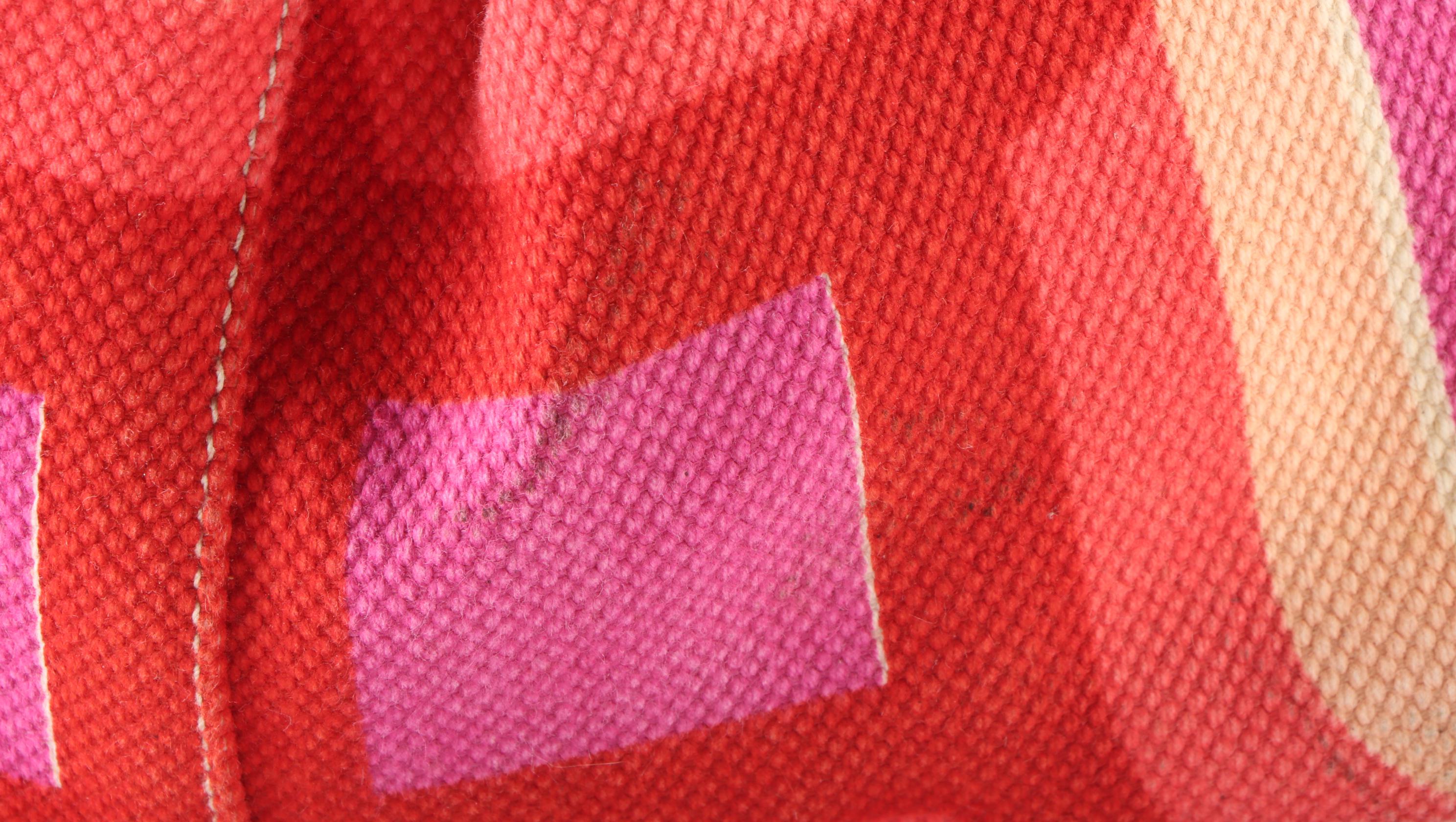 Prada Canapa Stampata Tote Bag in Pink/Red/Multicolor Geometric Print Canvas