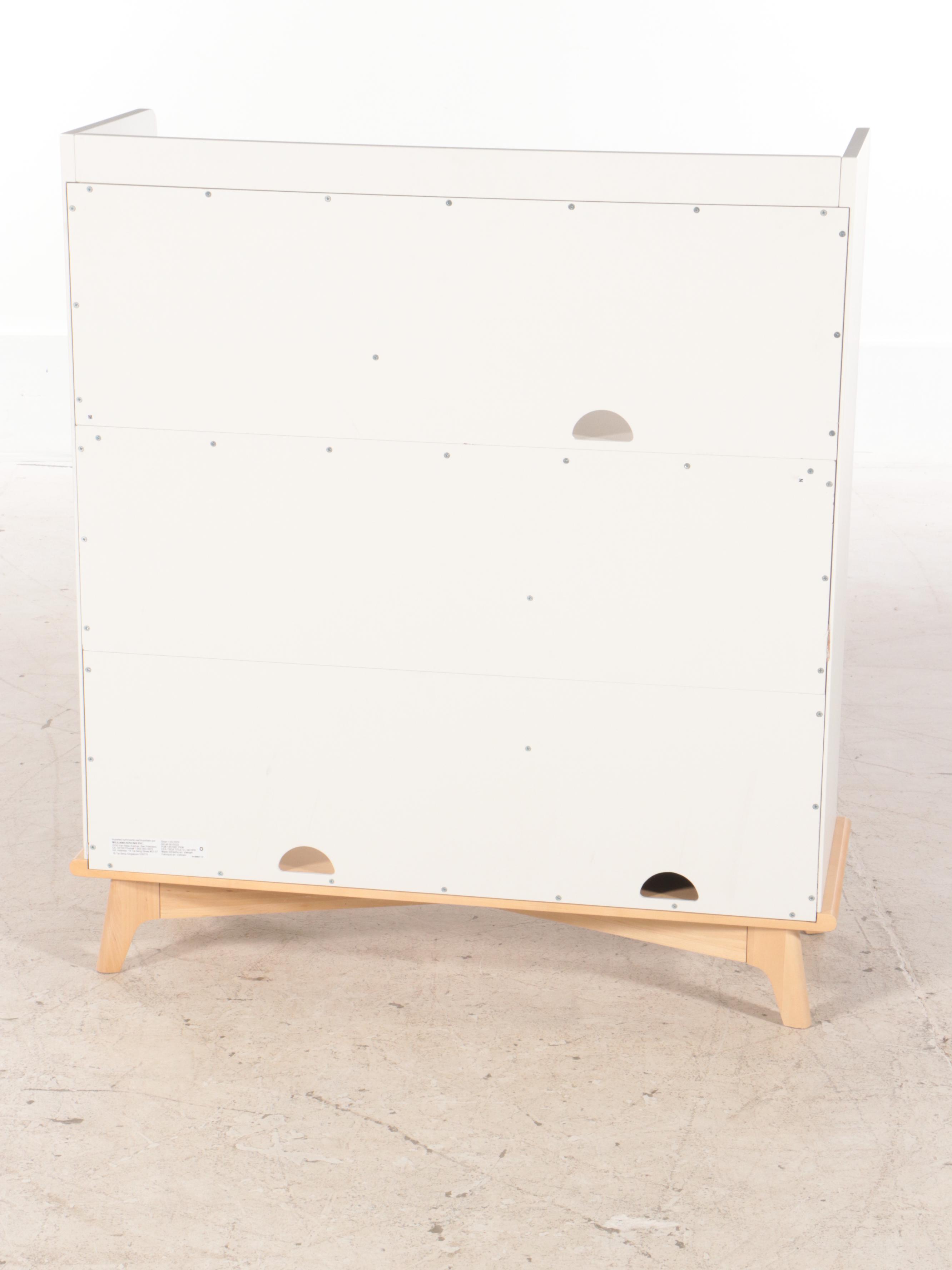 White-Painted Wood Desk with Bookcase