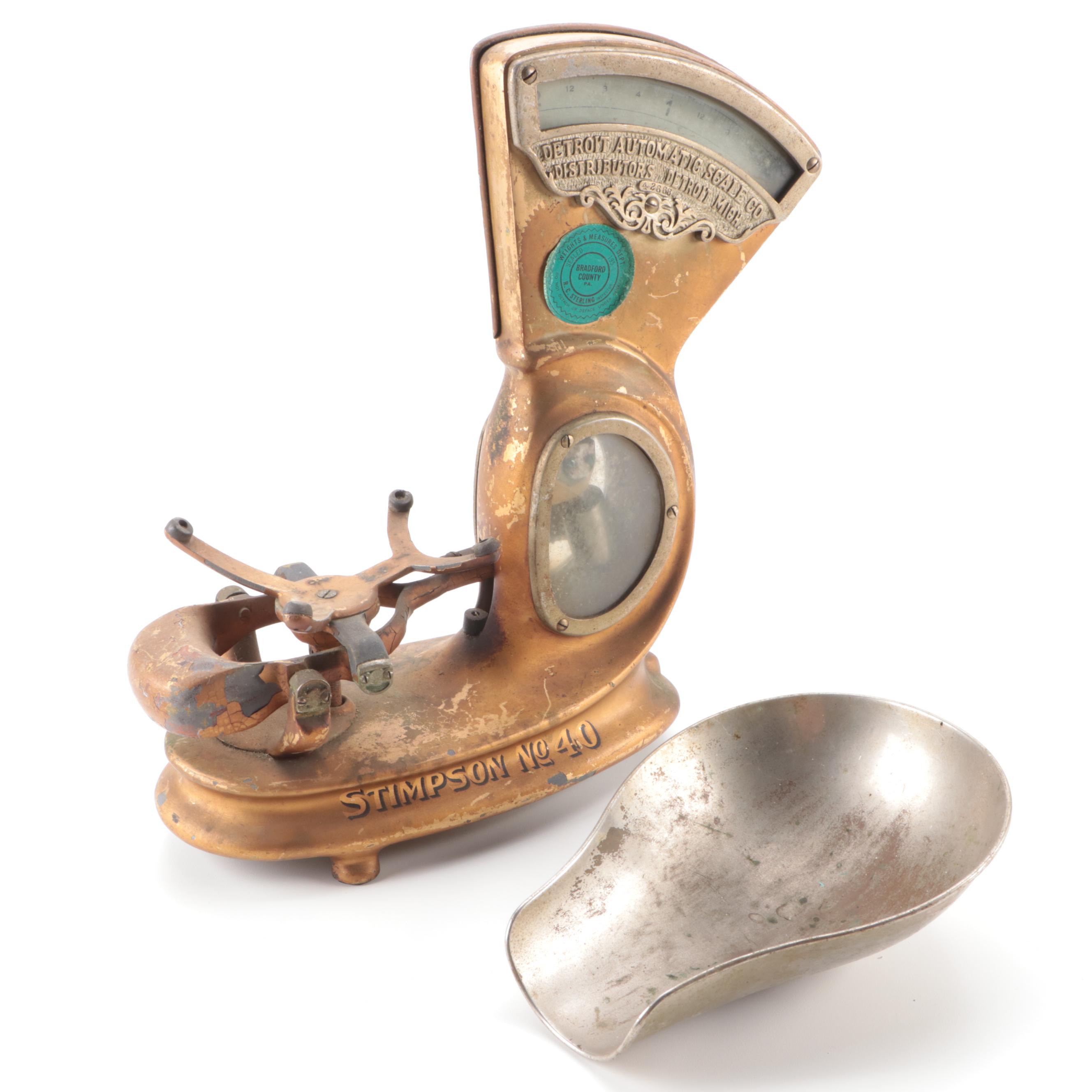 Detroit Automatic Scale Co. Stimpson No. 40 Candy Scale, Early 20th Century