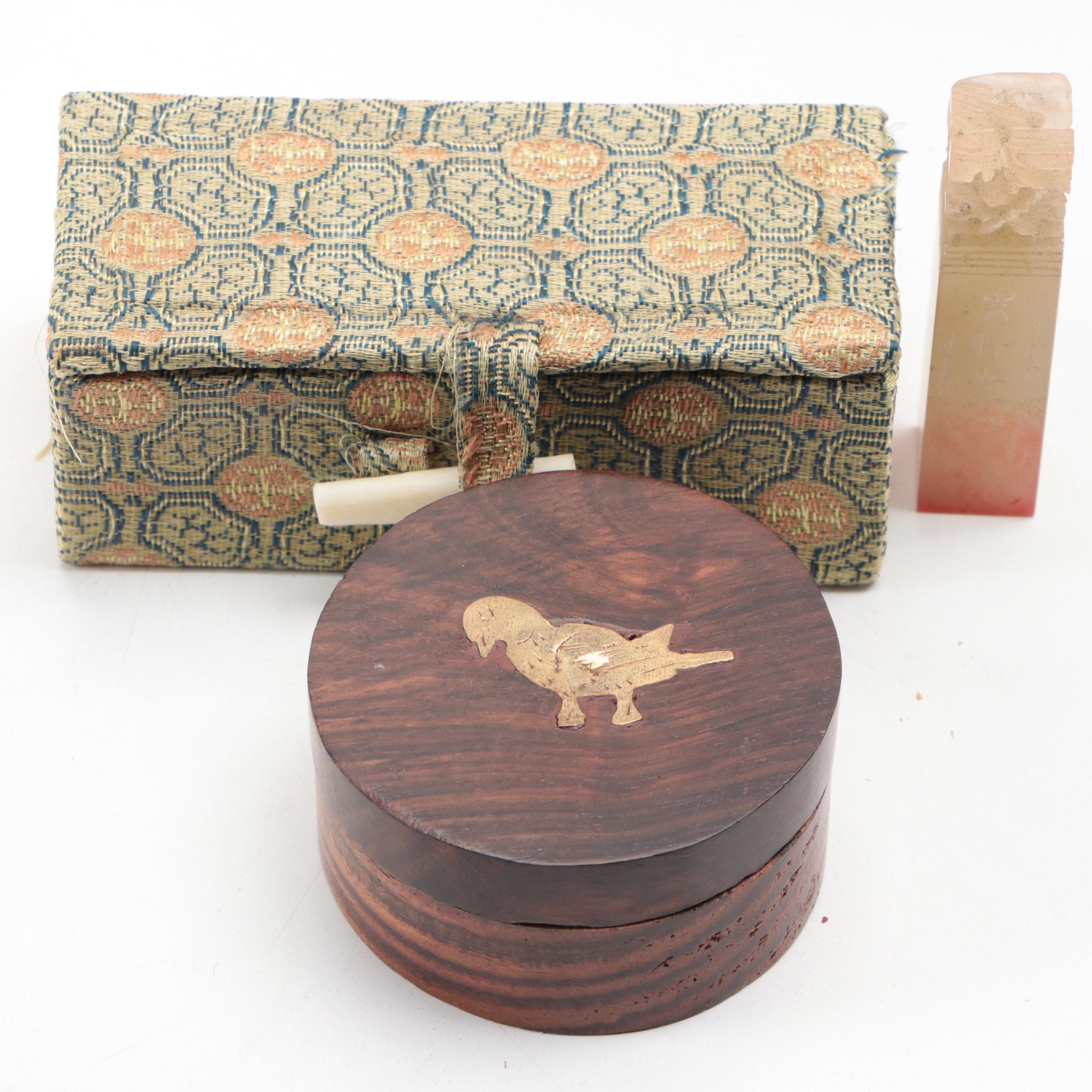 Japanese Lacquerware Boxes, with Leather Baby Shoes, Resin Hair Combs and More