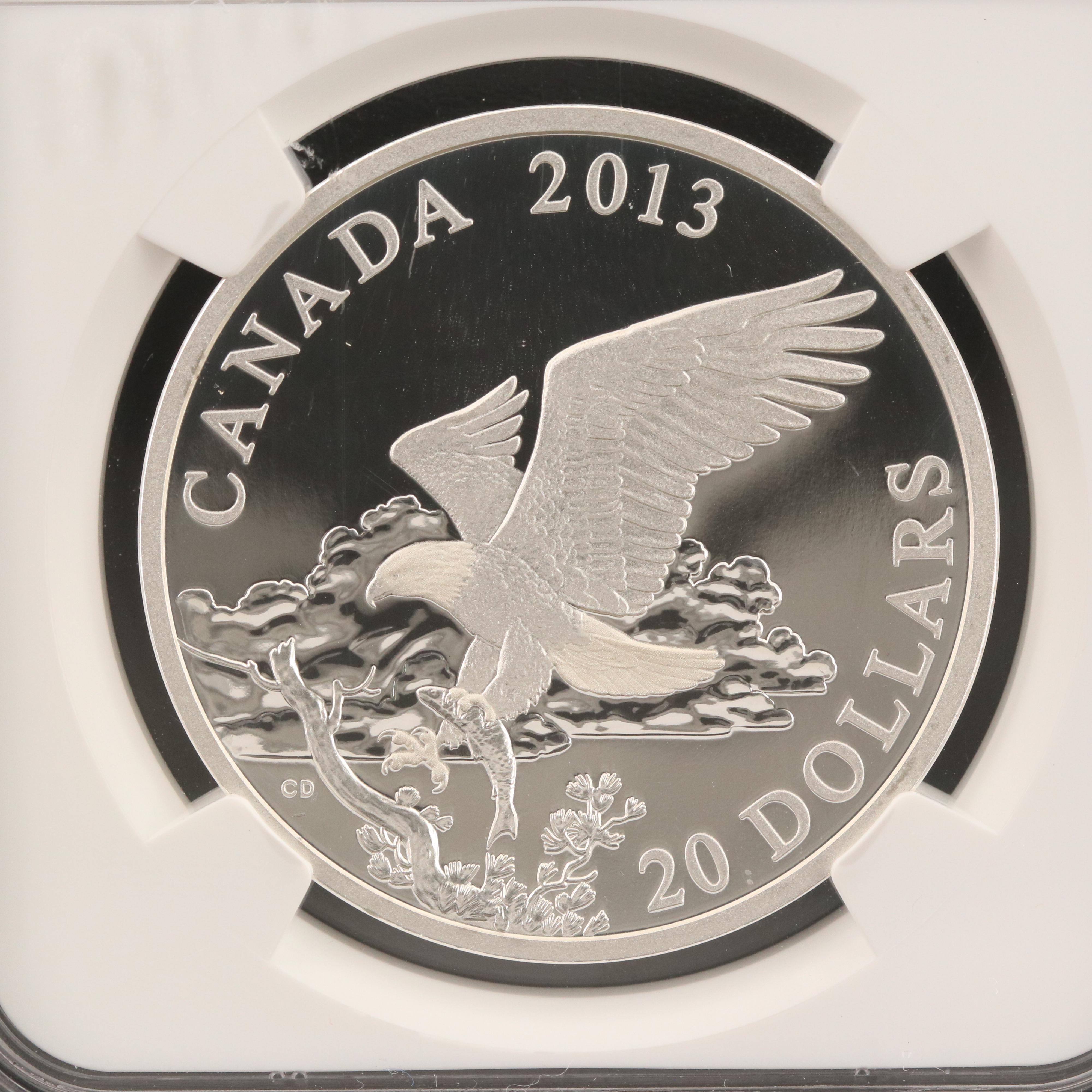 PCGS Graded PF70 Ultra Cameo 2013 Canadian $20 Silver Coin