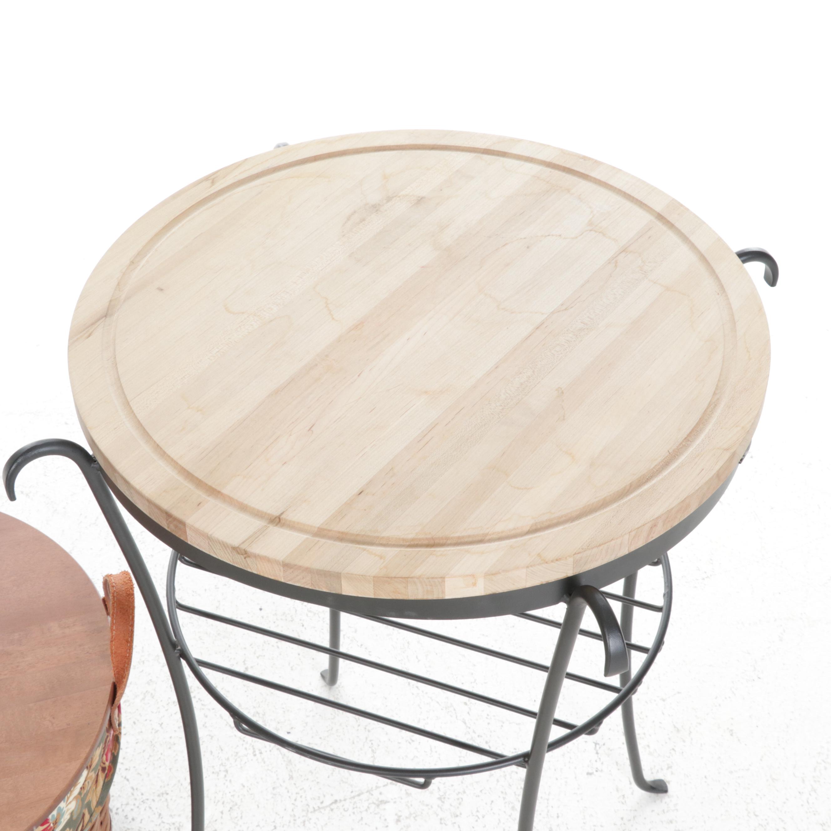 Longaberger Table with Cutting Board Top and Interchangeable Basket Insert