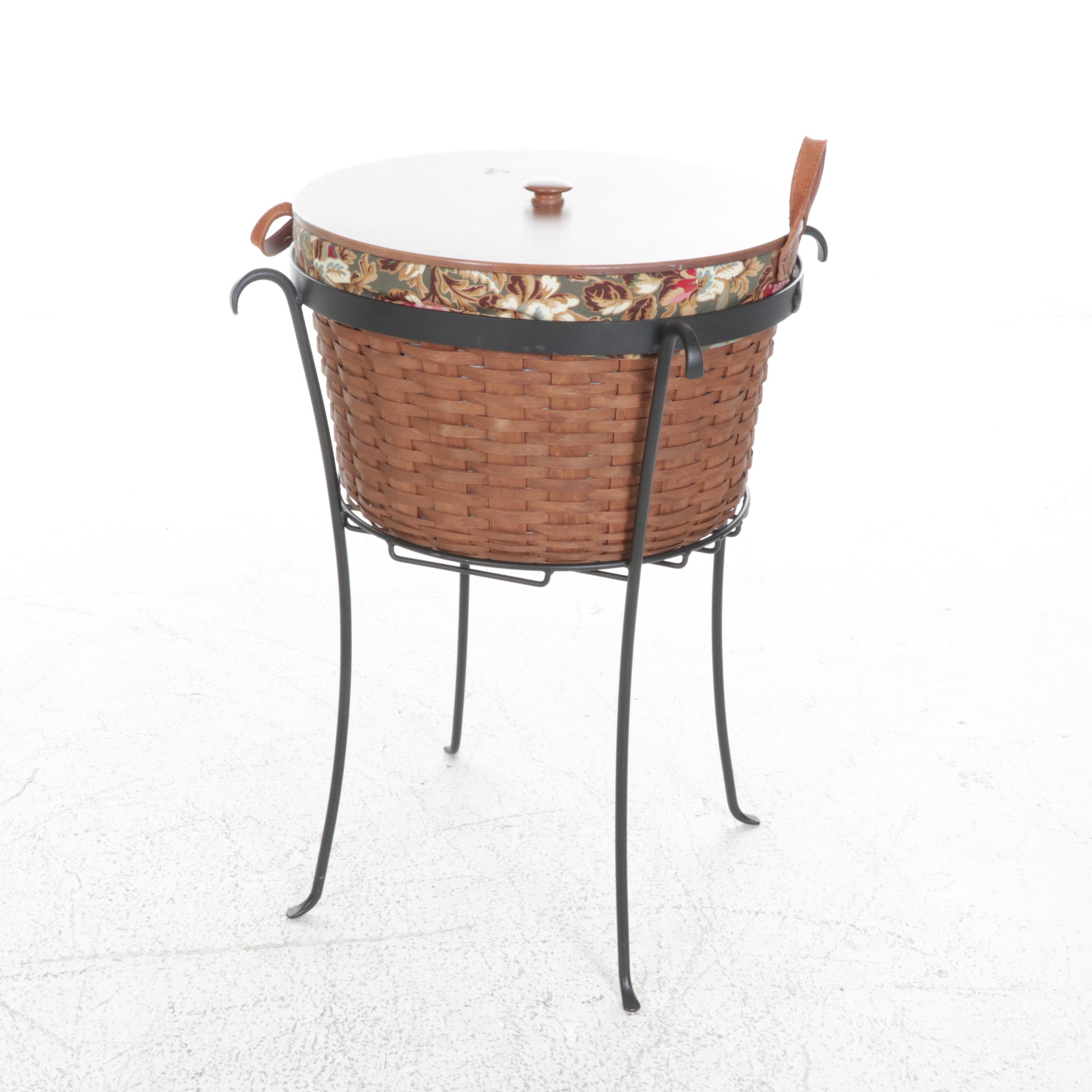 Longaberger Table with Cutting Board Top and Interchangeable Basket Insert