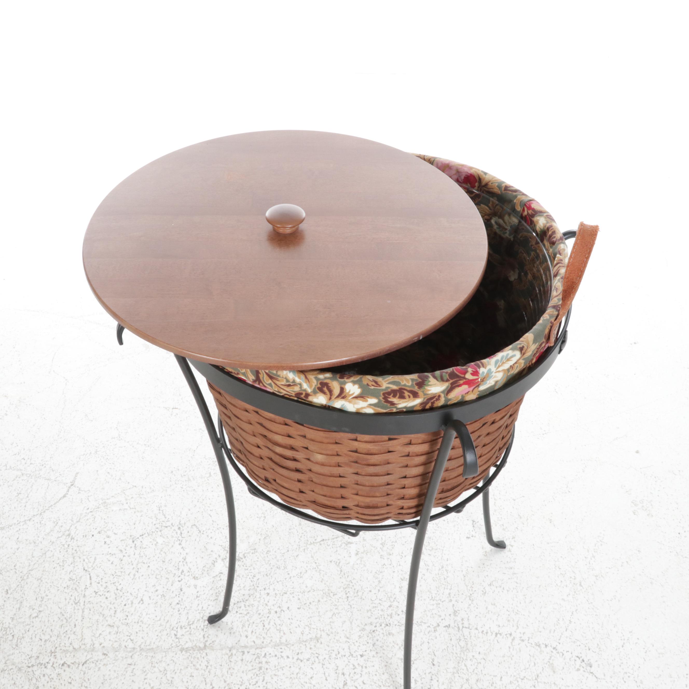 Longaberger Table with Cutting Board Top and Interchangeable Basket Insert