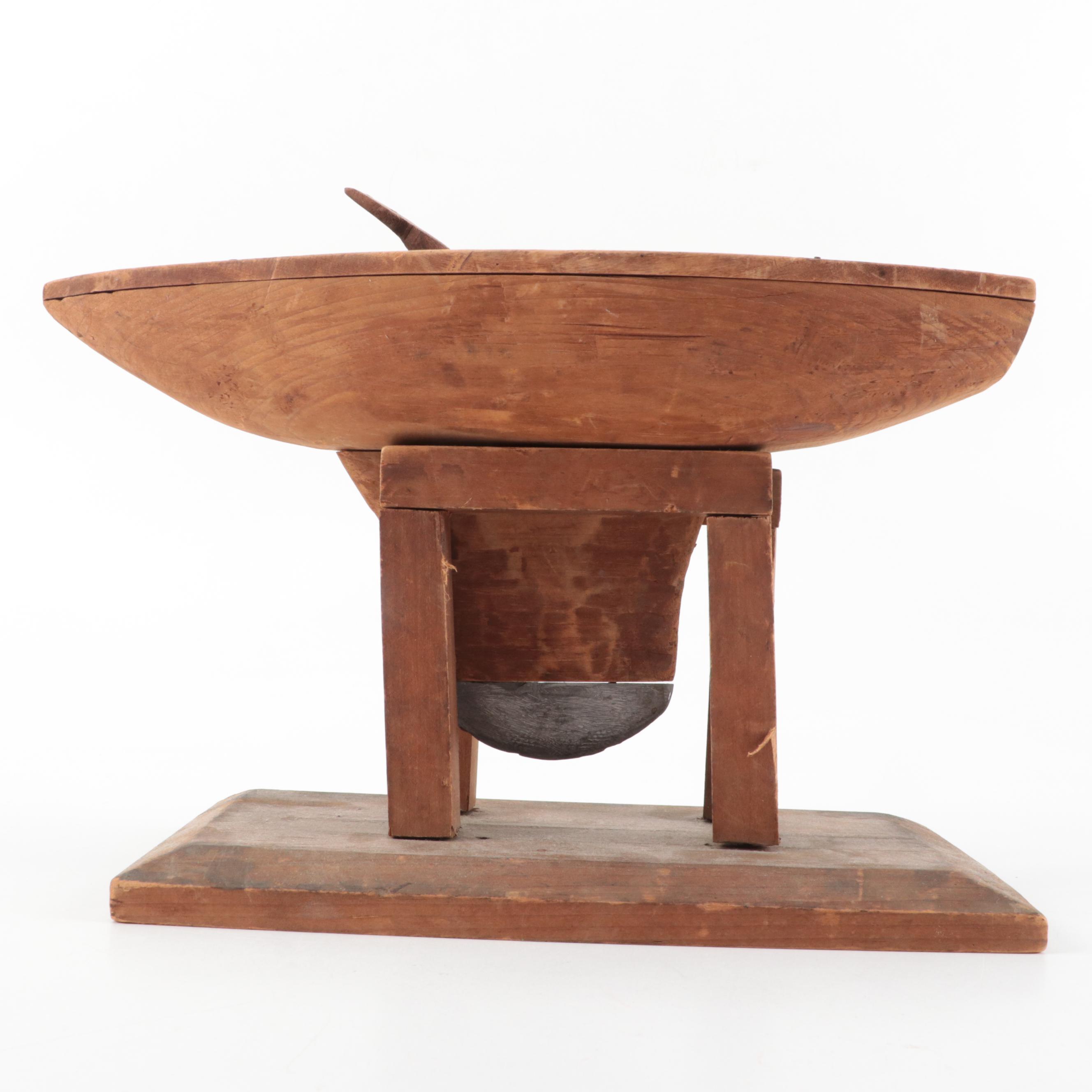 Brass Hanging Doorbell, Scale Weights, Handbell and Boat Hull Model