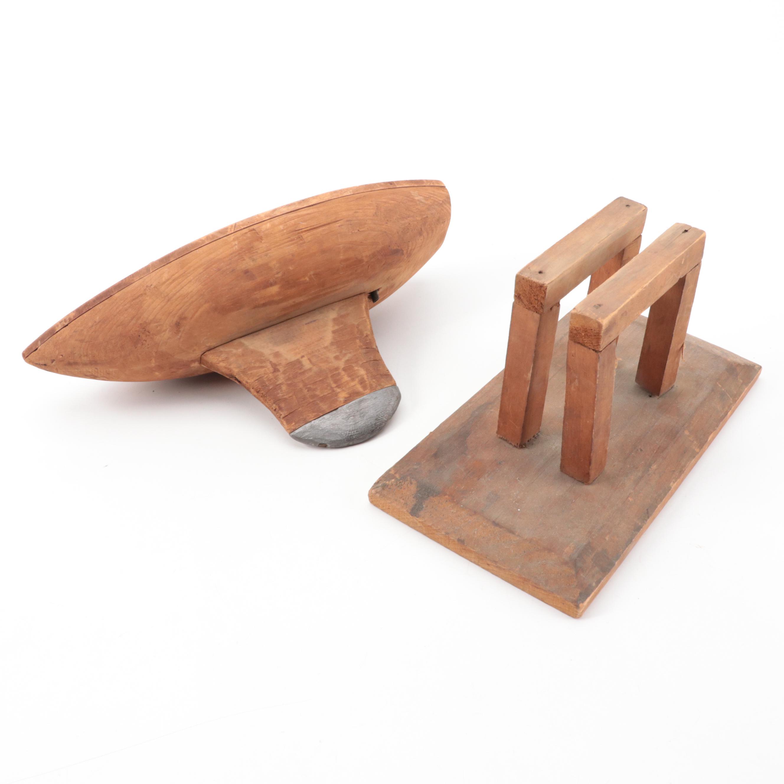 Brass Hanging Doorbell, Scale Weights, Handbell and Boat Hull Model