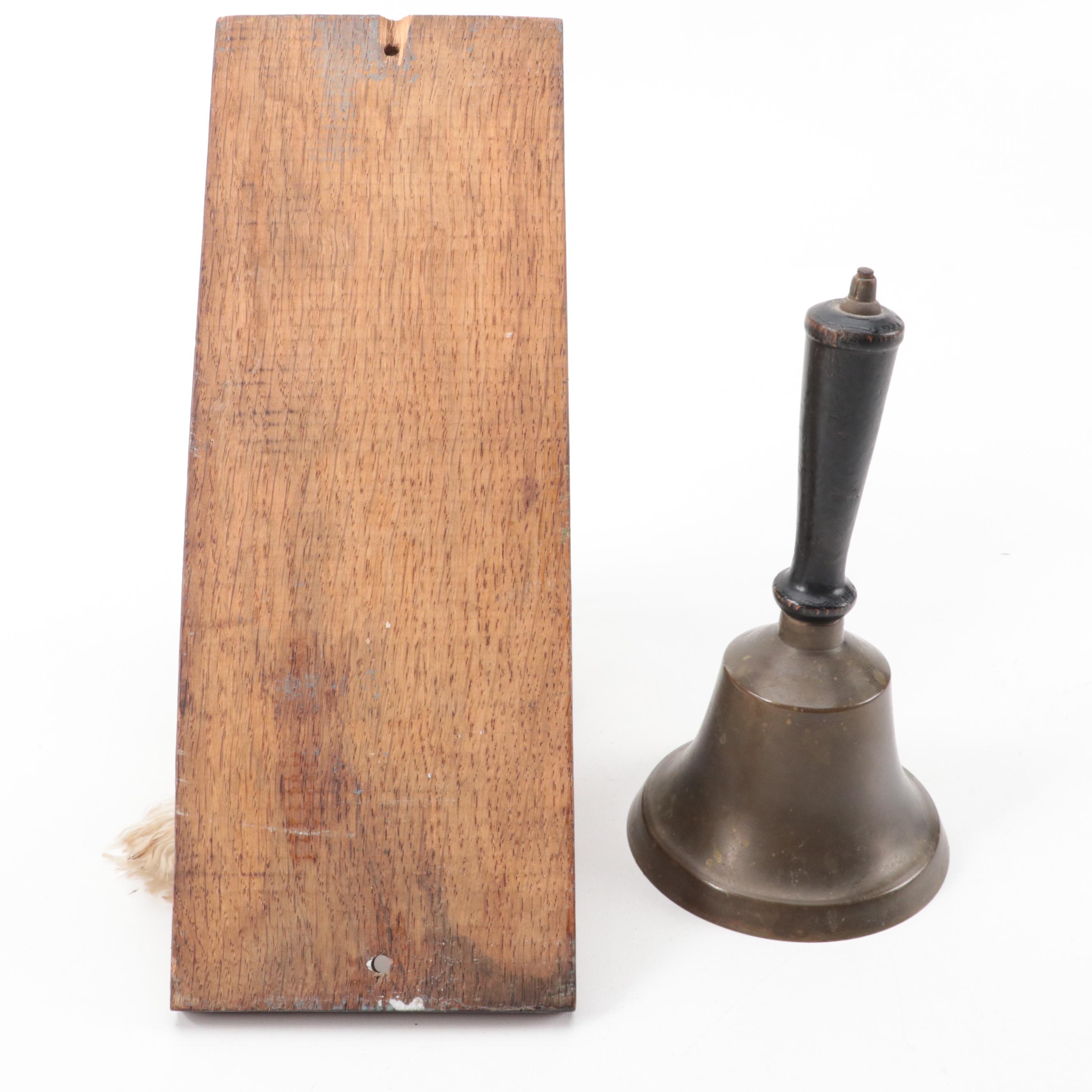 Brass Hanging Doorbell, Scale Weights, Handbell and Boat Hull Model