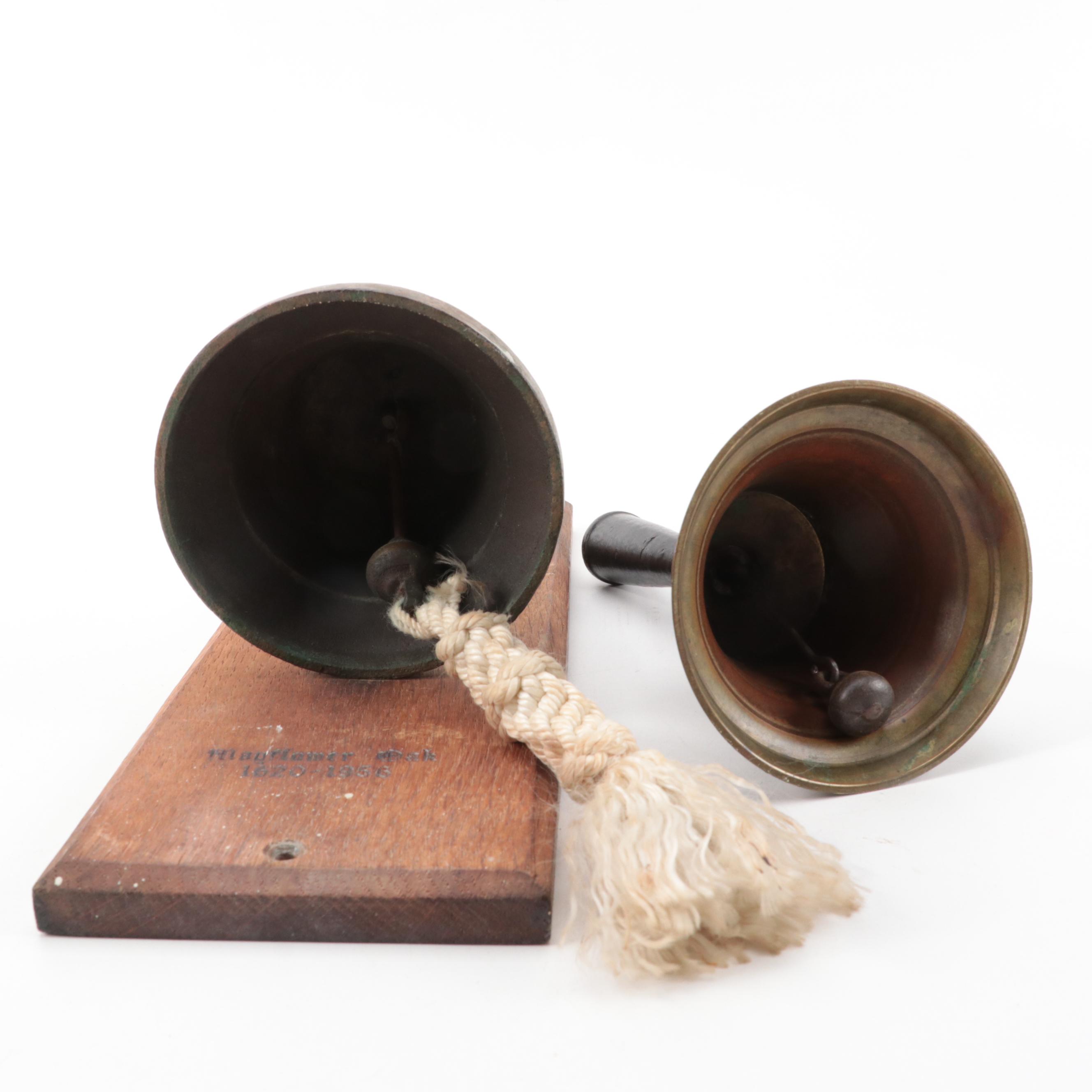 Brass Hanging Doorbell, Scale Weights, Handbell and Boat Hull Model