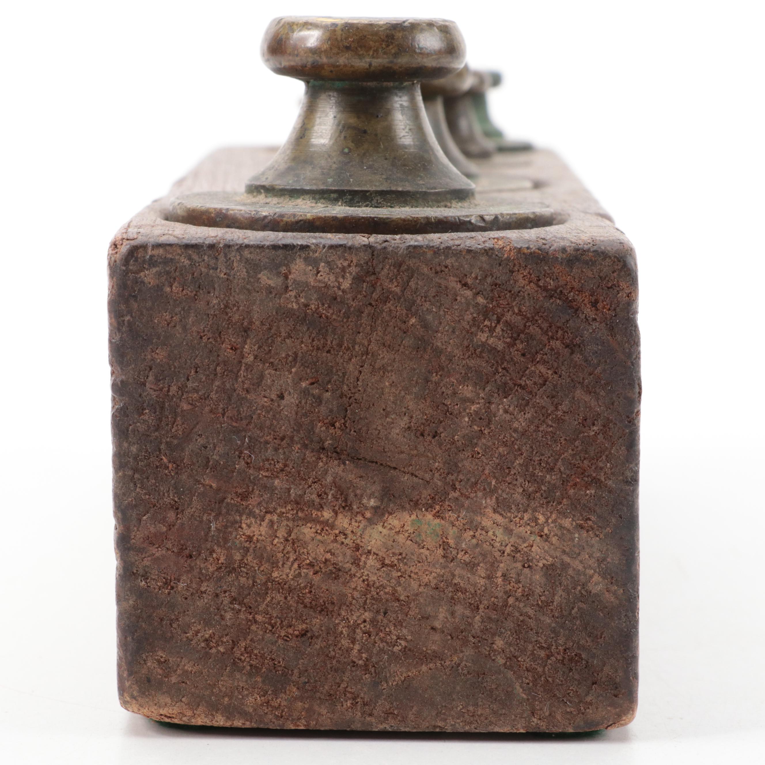 Brass Hanging Doorbell, Scale Weights, Handbell and Boat Hull Model