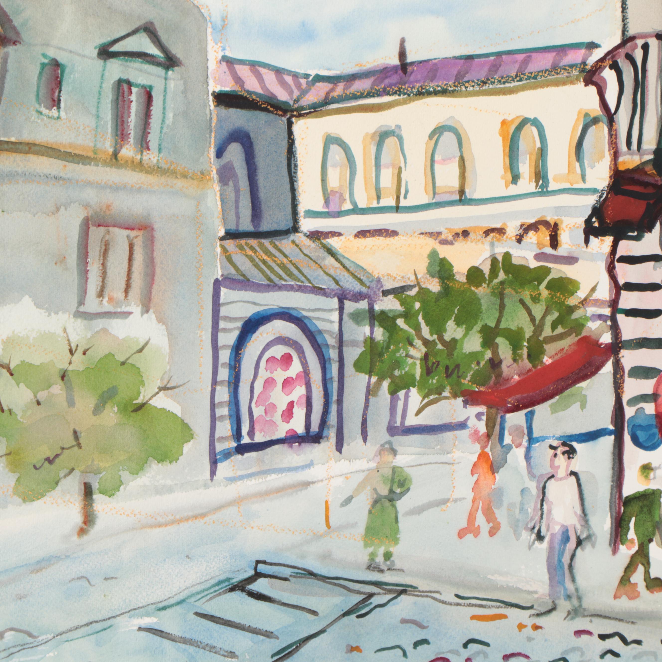 Marion Maas Watercolor Paintings of Landscapes With Figures