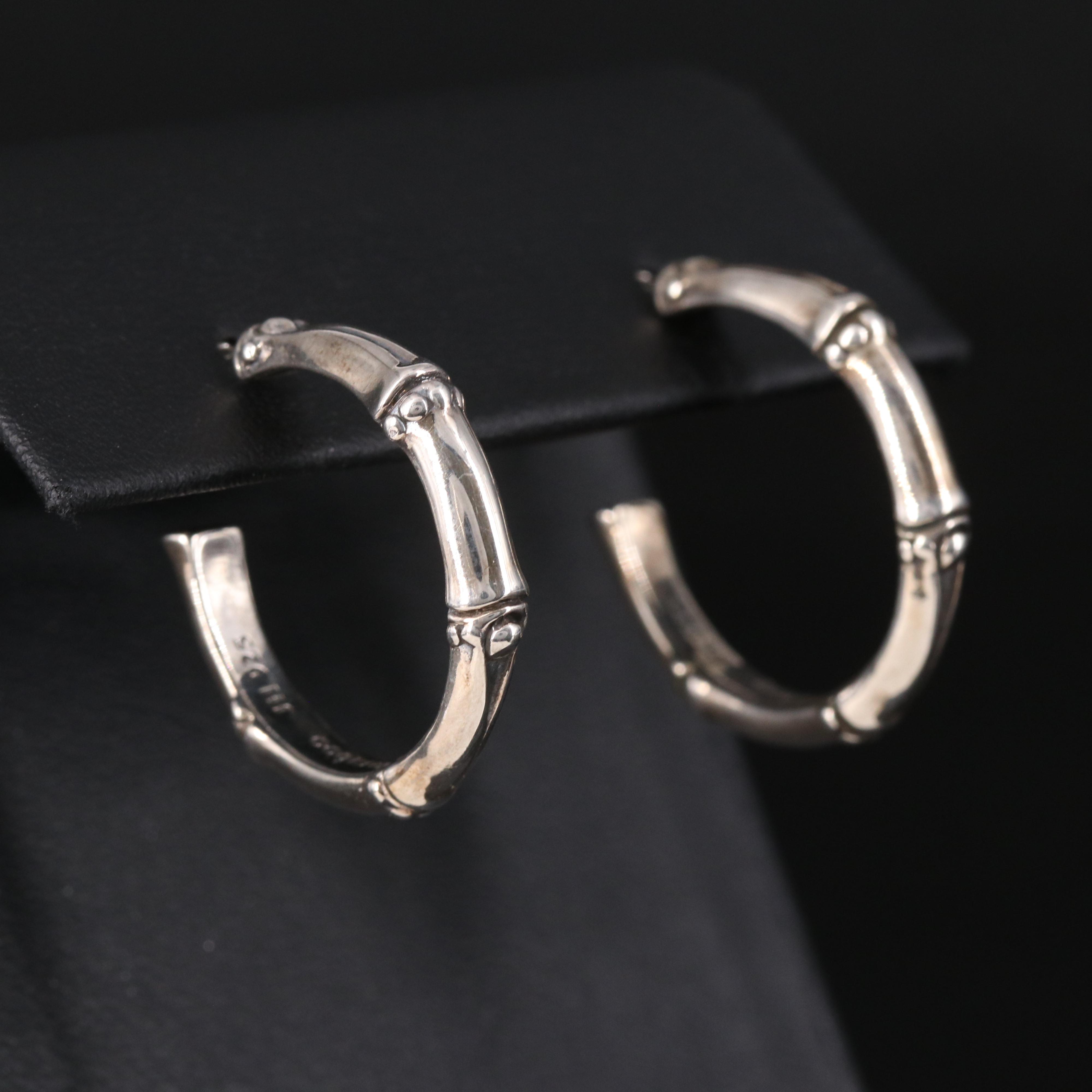John Hardy "Bamboo" Sterling Hoop Earrings