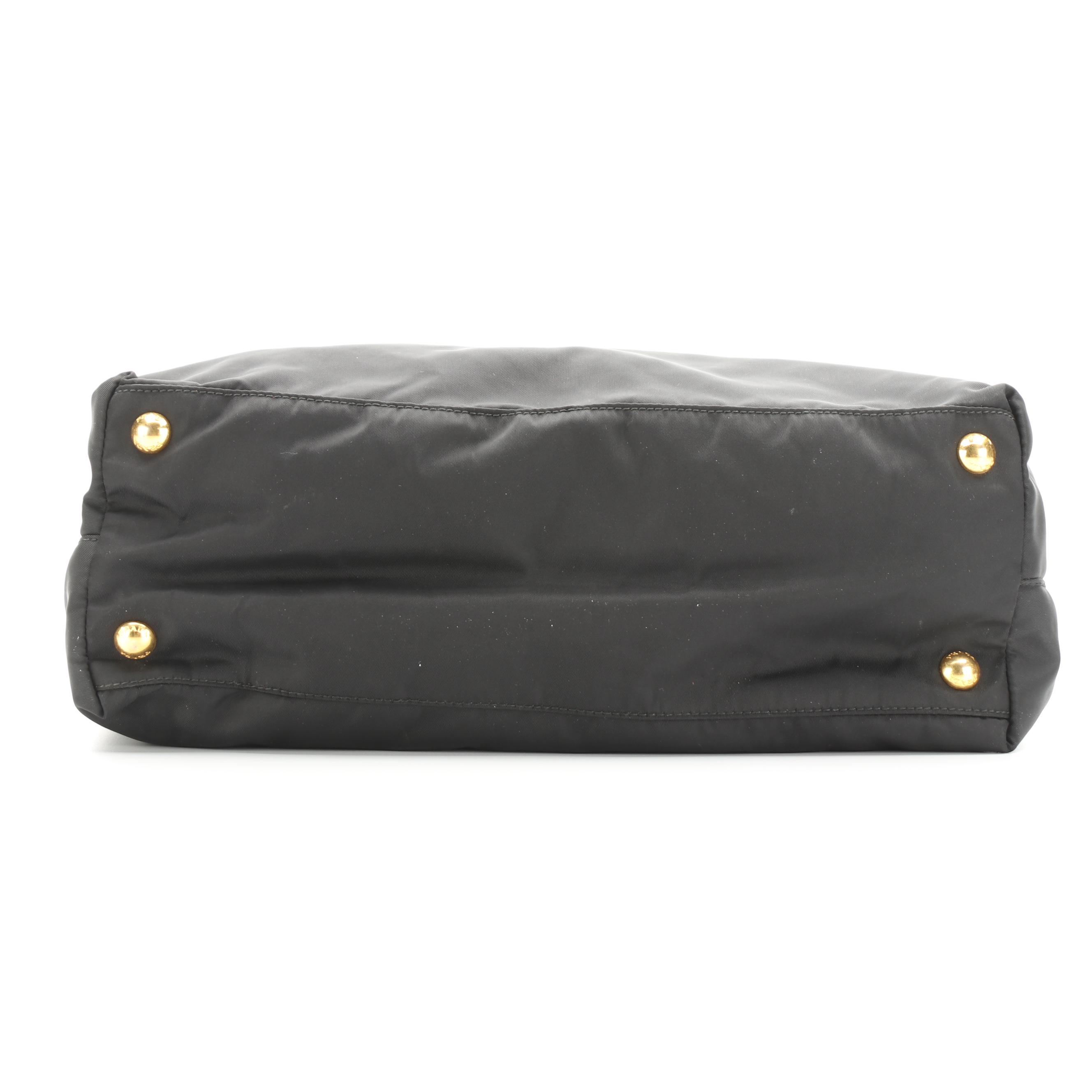 Prada Shopping Tote in Black Tessuto Nylon and Leather