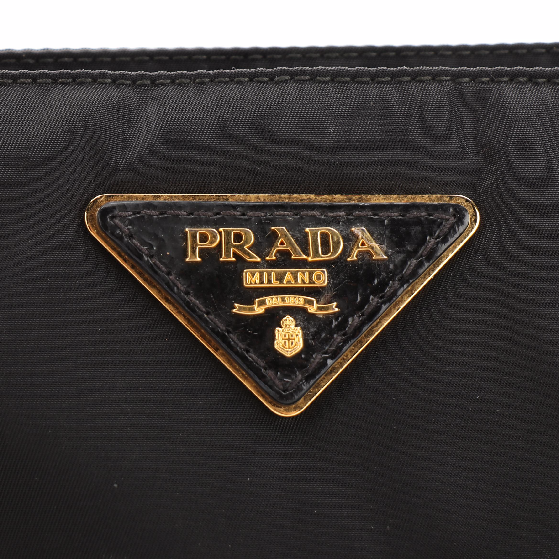 Prada Shopping Tote in Black Tessuto Nylon and Leather