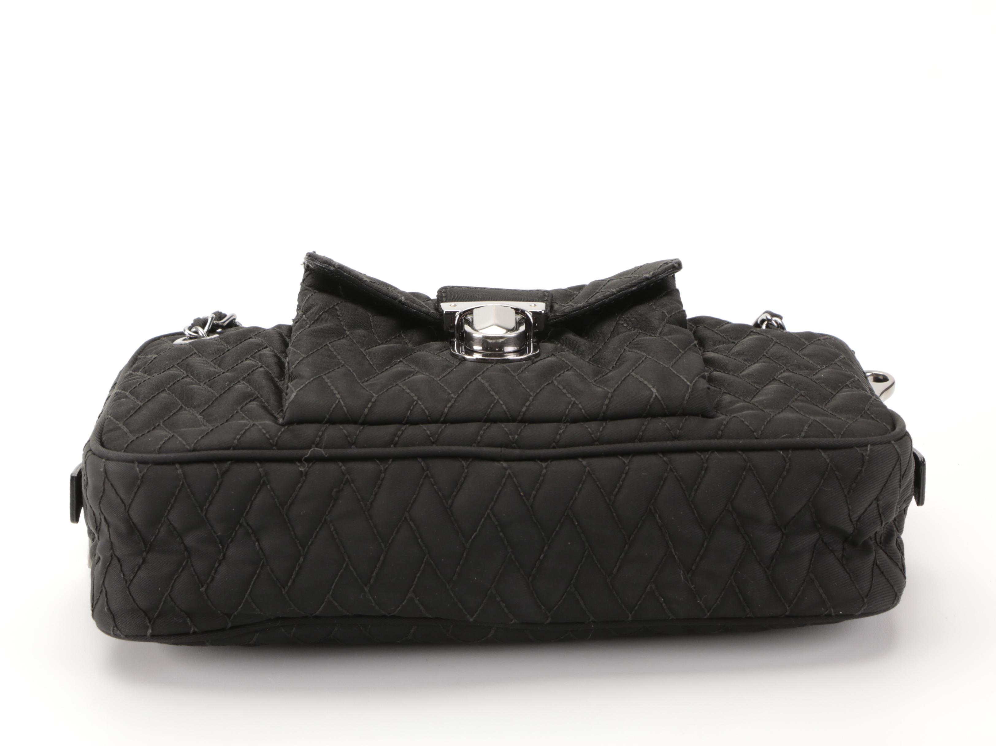 Prada Front Pocket Convertible Crossbody Bag in Black Quilted Tessuto Nylon
