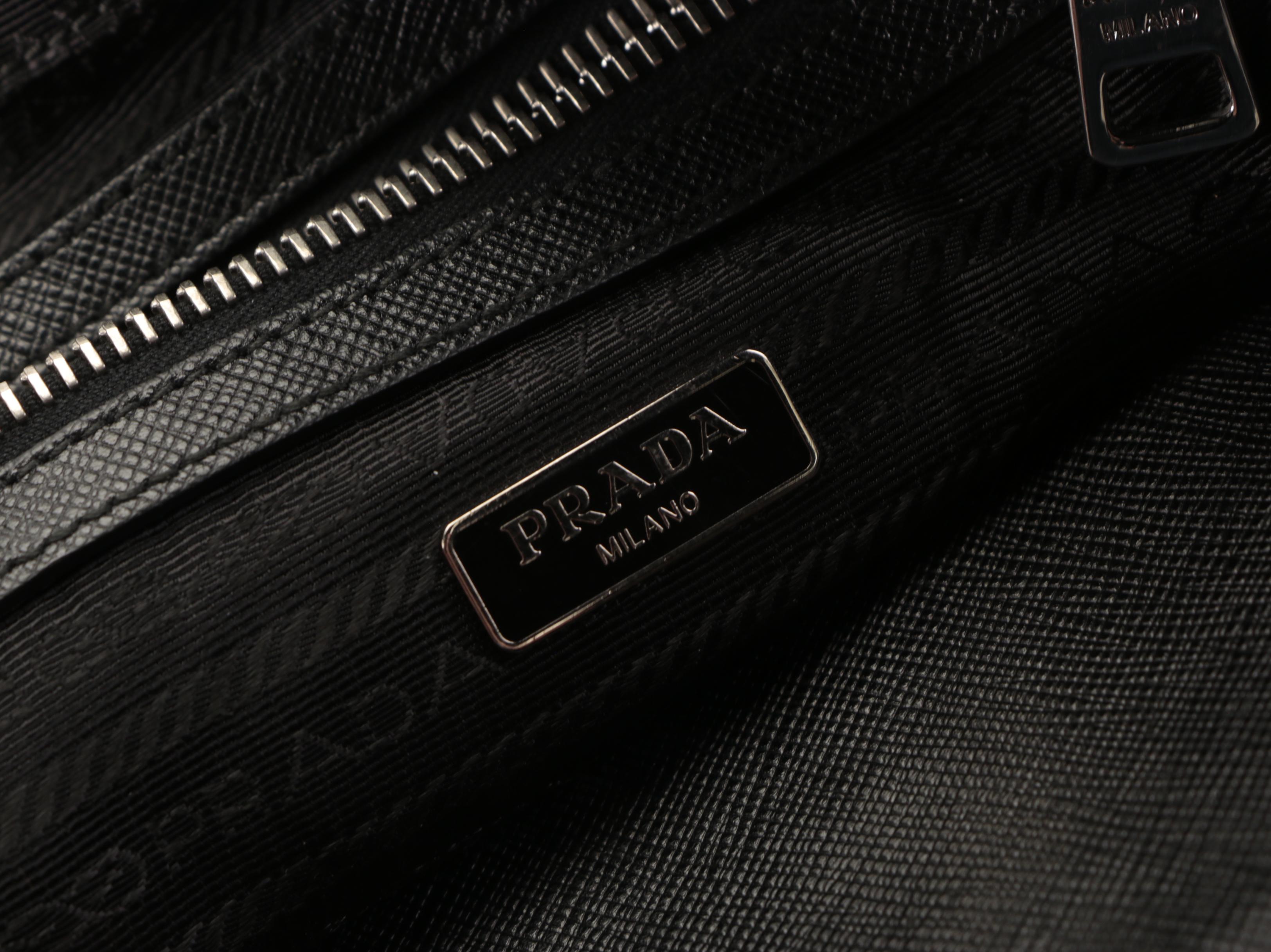 Prada Front Pocket Convertible Crossbody Bag in Black Quilted Tessuto Nylon