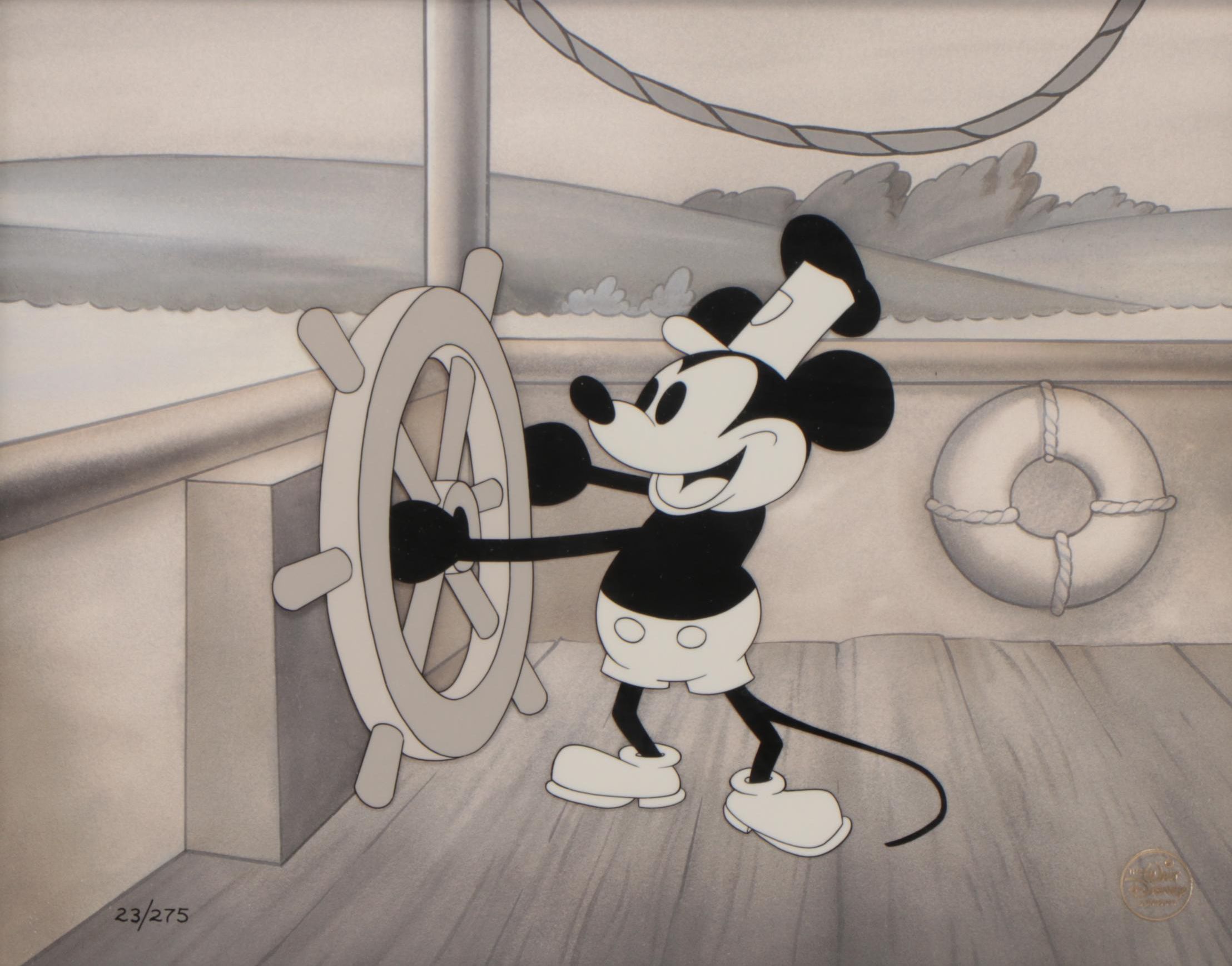 Disney "Steamboat Willie" Recreated Animation Cel Set-Up, 1992
