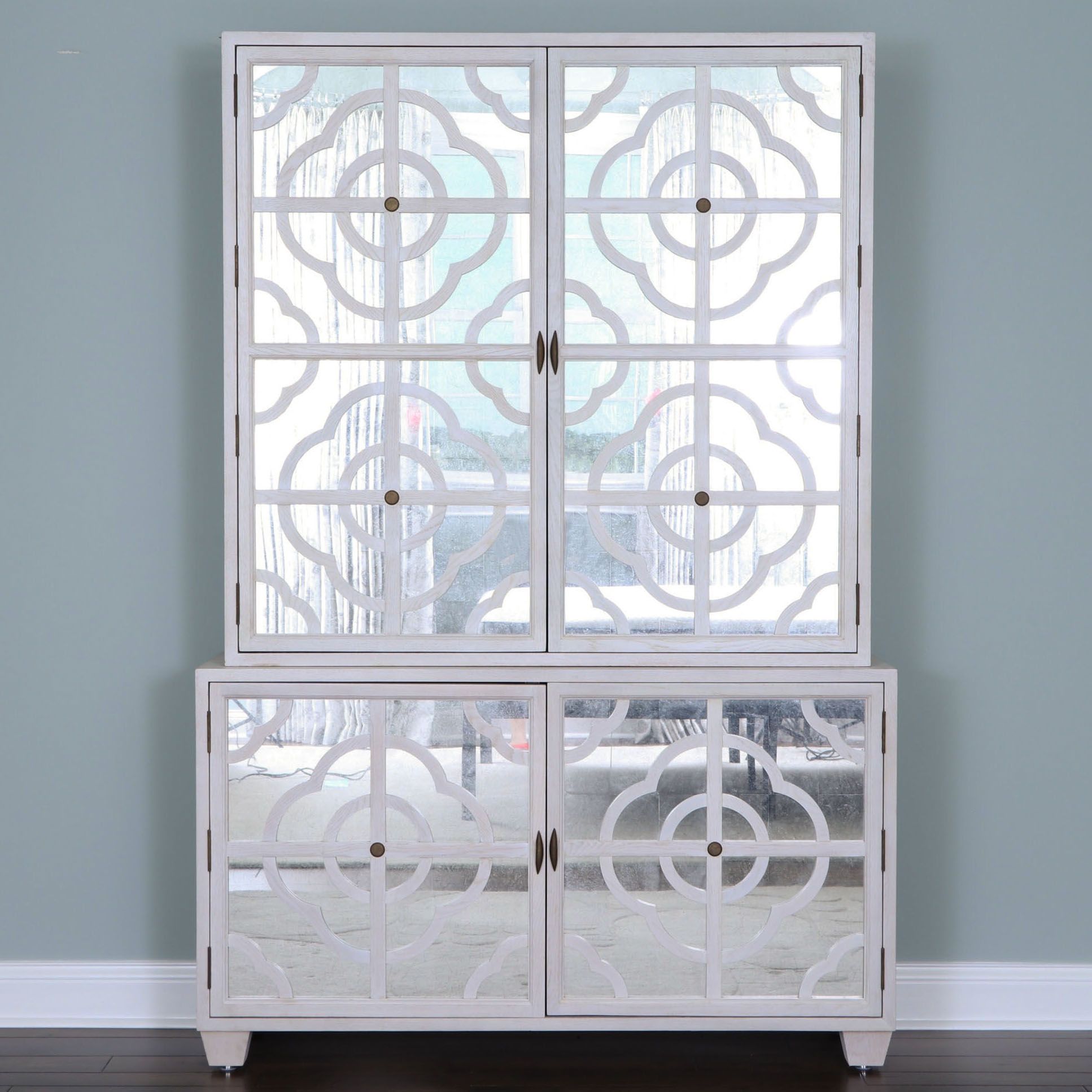 Contemporary Mirrored Two-Piece Cabinet