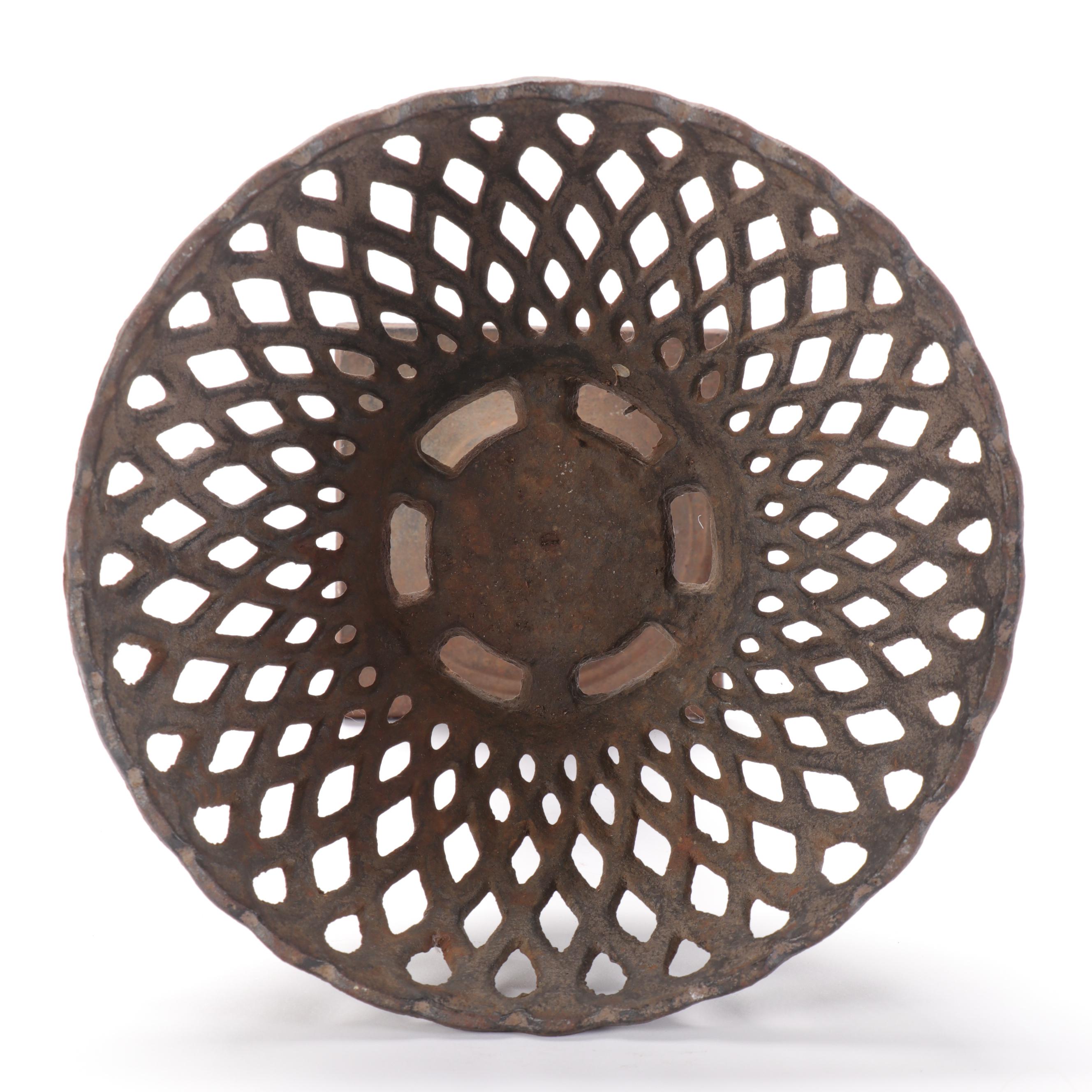 Cast Iron Pedestal Planter with Wrought Iron Hanging Planters