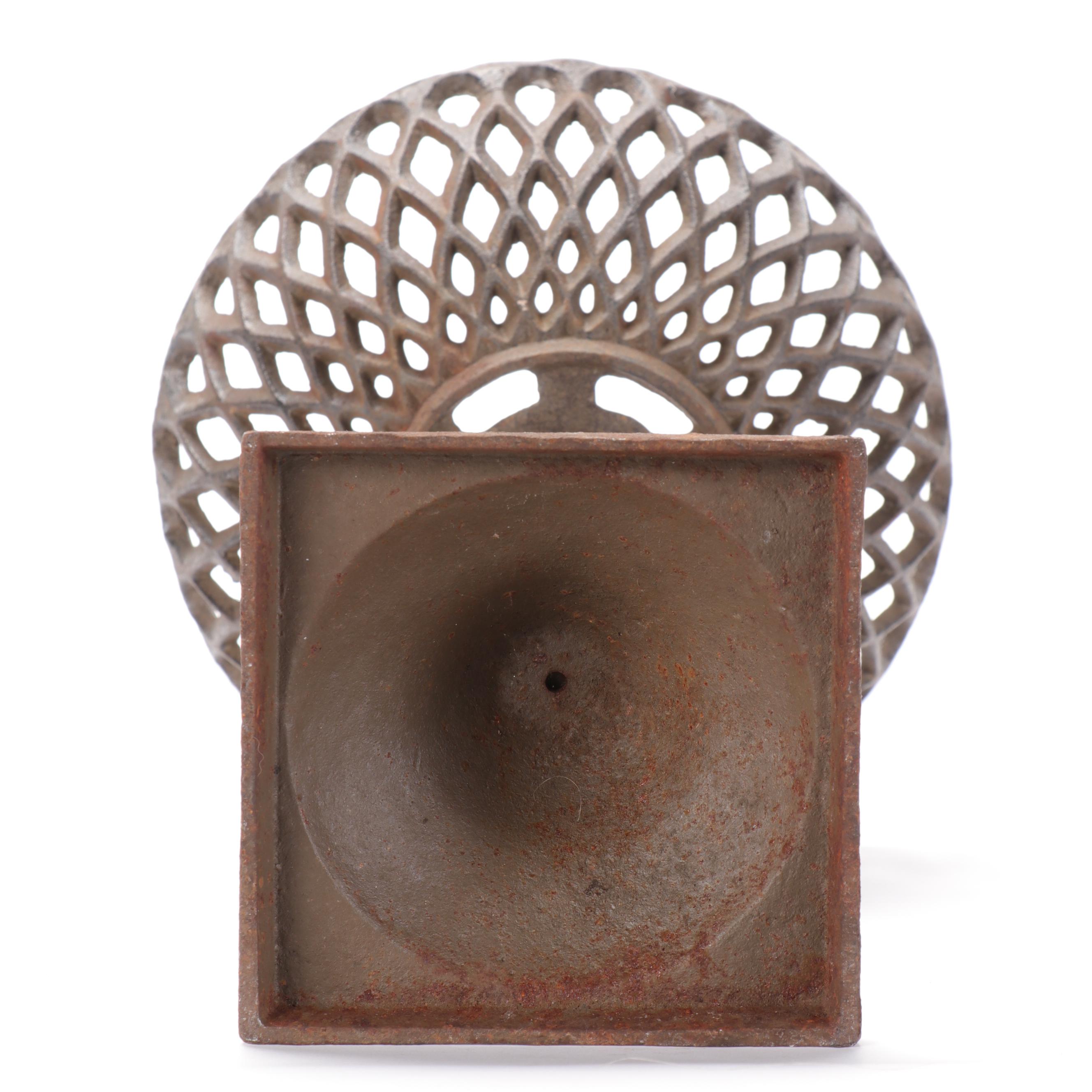 Cast Iron Pedestal Planter with Wrought Iron Hanging Planters