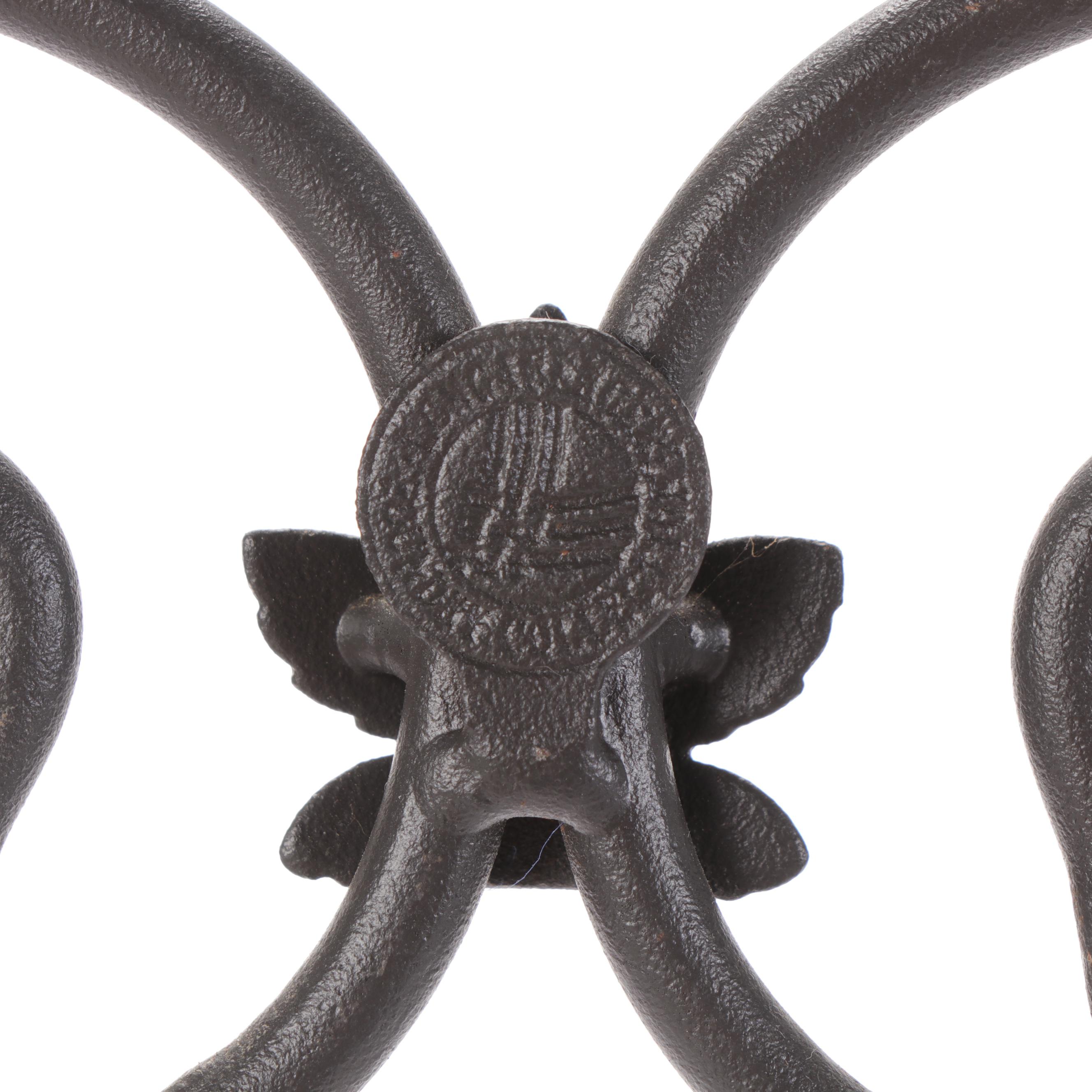 Cast Iron Pedestal Planter with Wrought Iron Hanging Planters