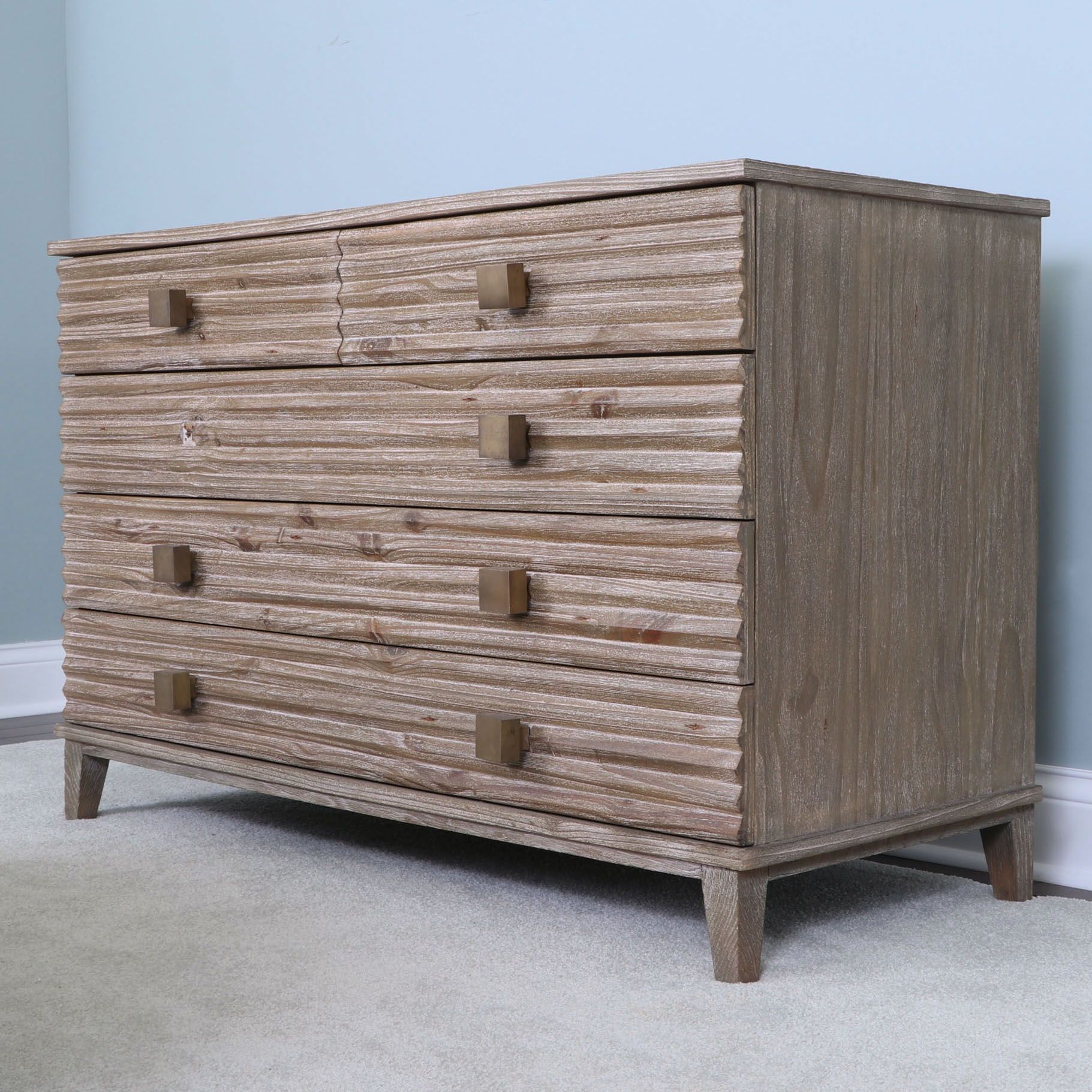 Mr. Brown London "Belmont" Pine Five-Drawer Chest in Rustic Grey Finish