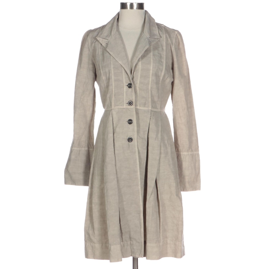 Gary Graham Hand-Finished Pleated Coat in Cotton/Linen Turkish Suiting Fabric