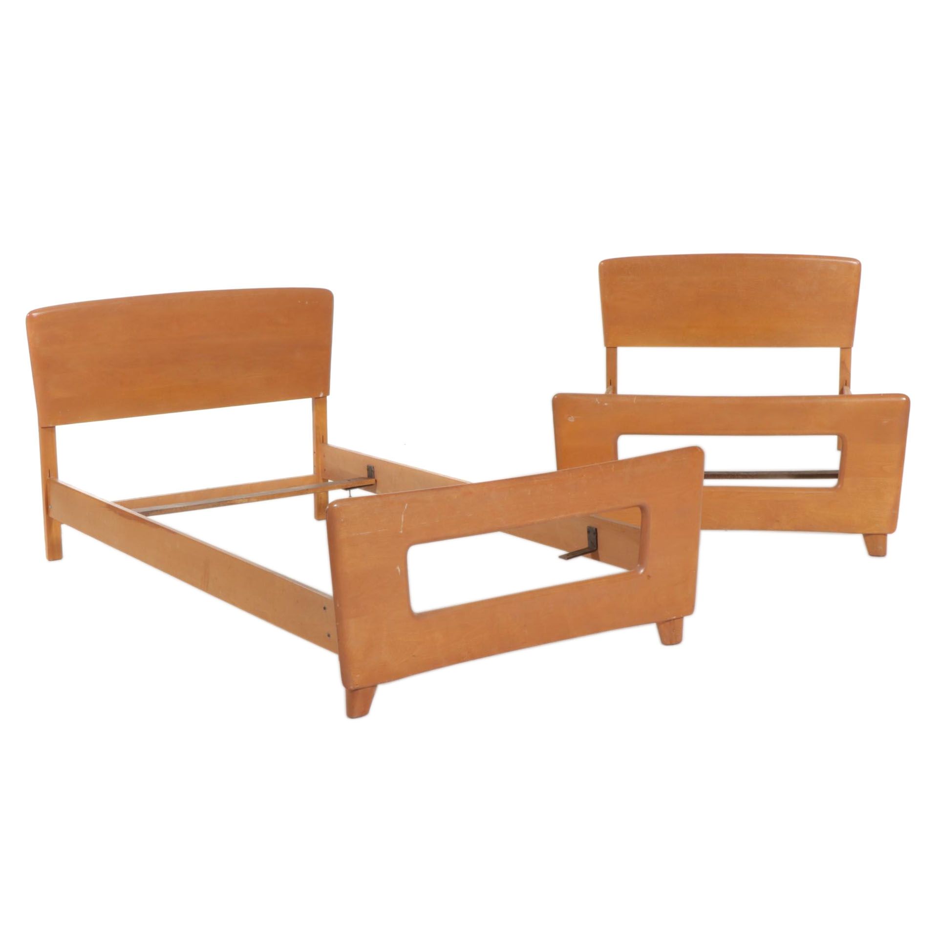 Pair of Heywood-Wakefield "StyleMaster" Mid Century Modern Birch Twin Beds