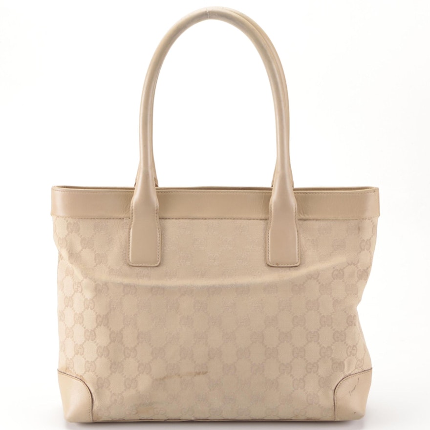 Gucci GG Canvas and Leather Tote Bag