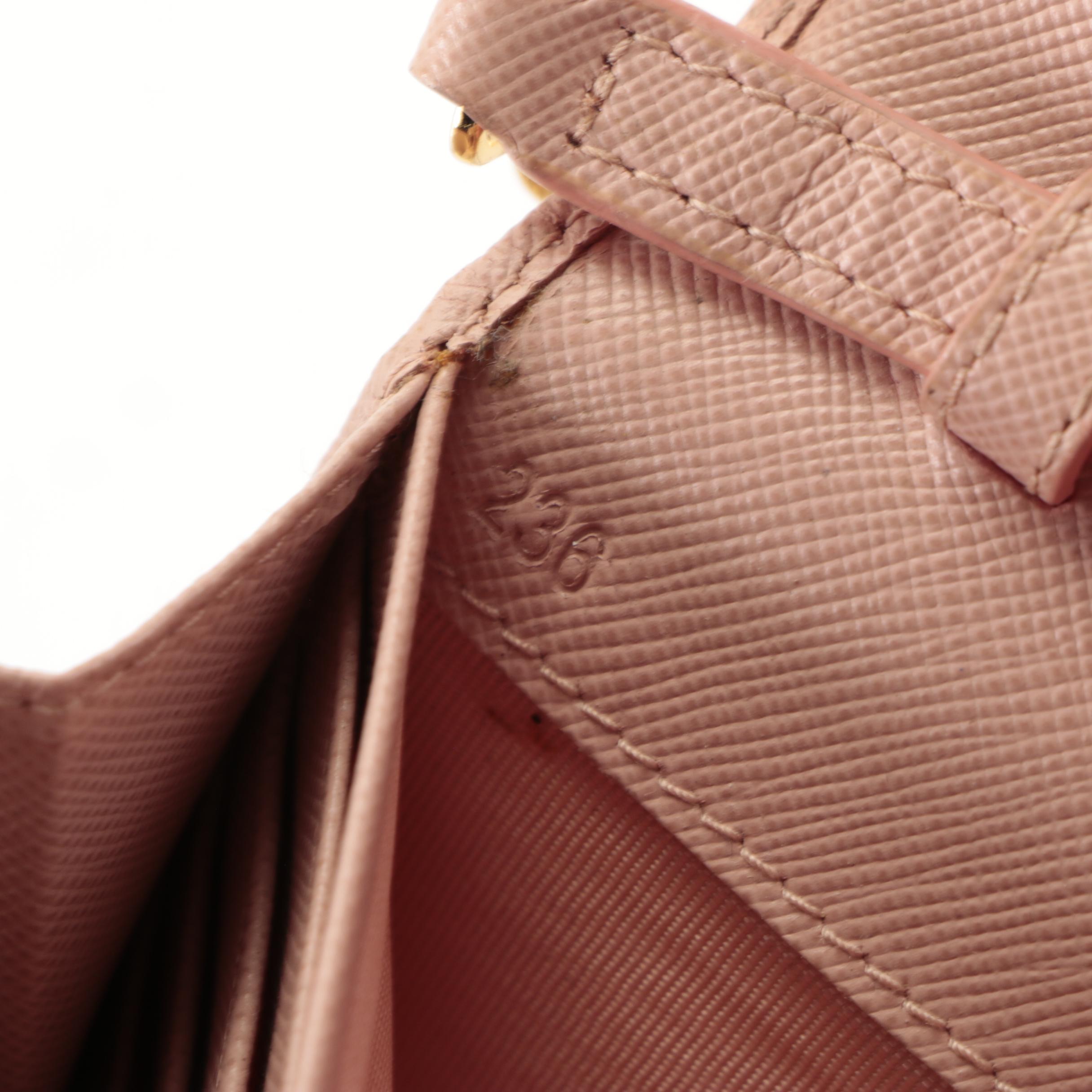 Prada Wallet on Chain in Pink Saffiano Leather