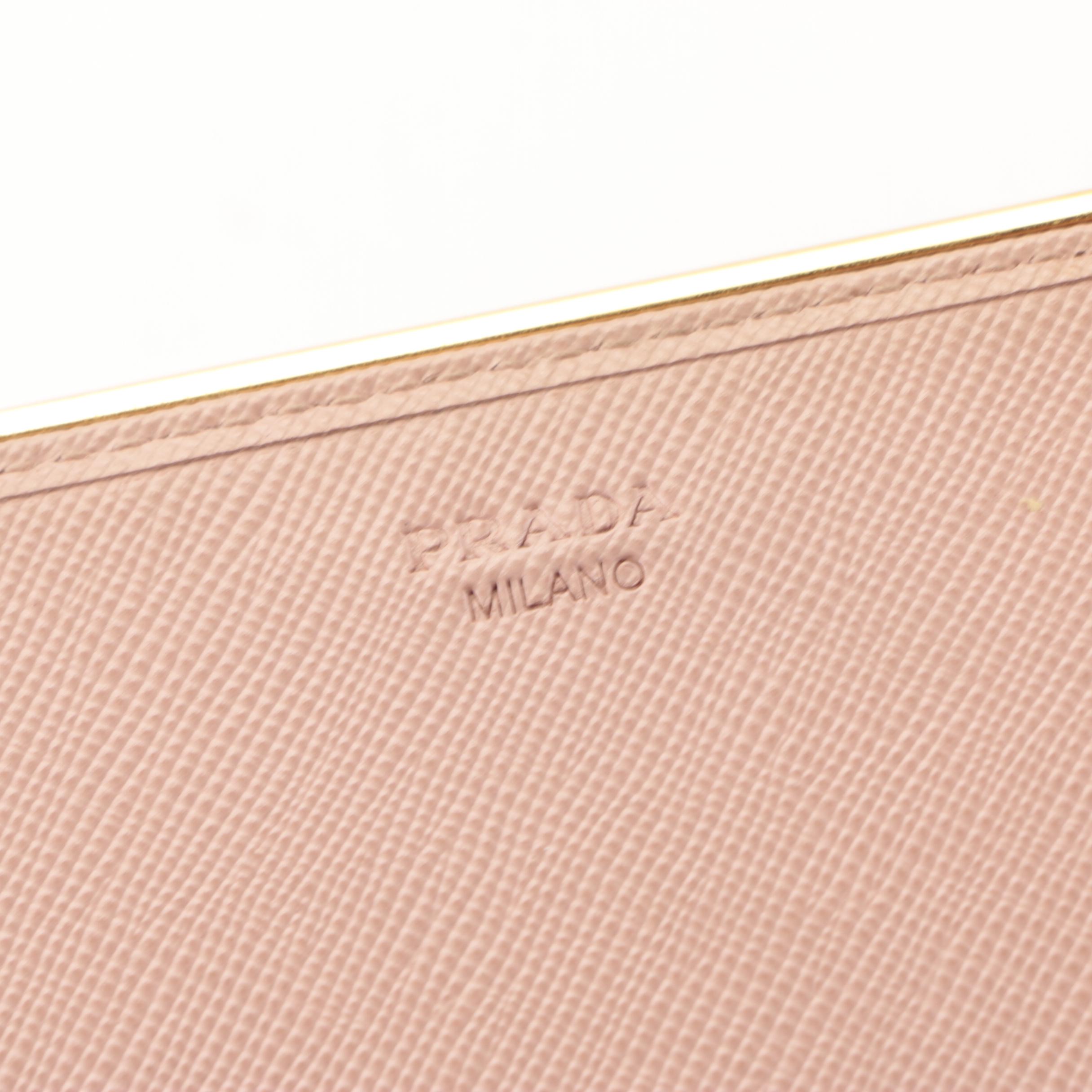 Prada Wallet on Chain in Pink Saffiano Leather