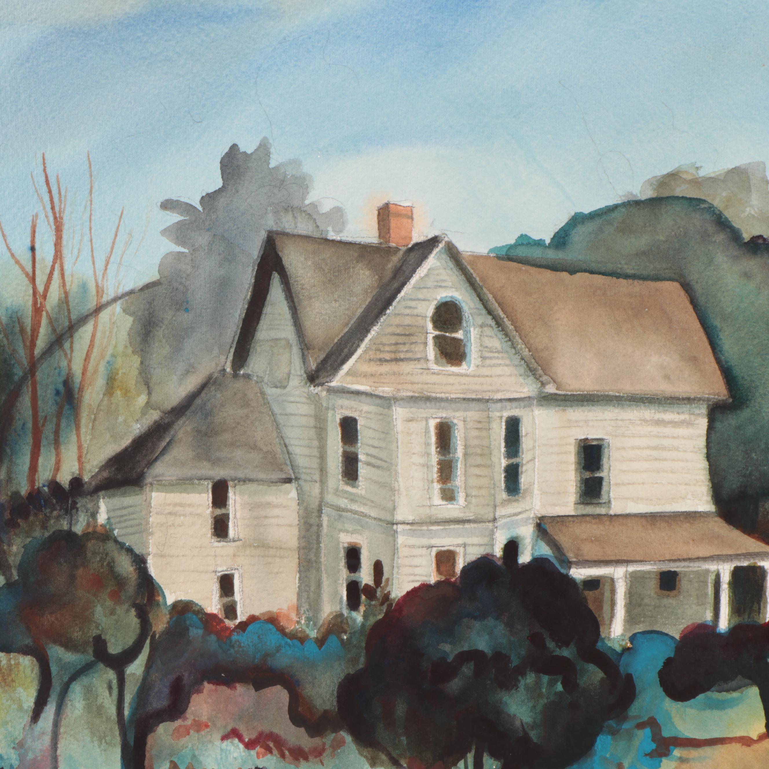 Marion Maas Watercolor Paintings of Landscapes With Houses