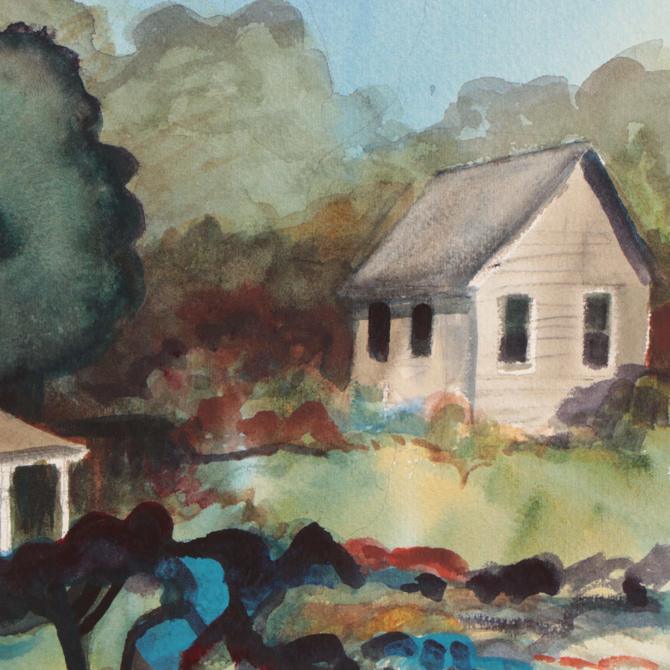 Marion Maas Watercolor Paintings of Landscapes With Houses