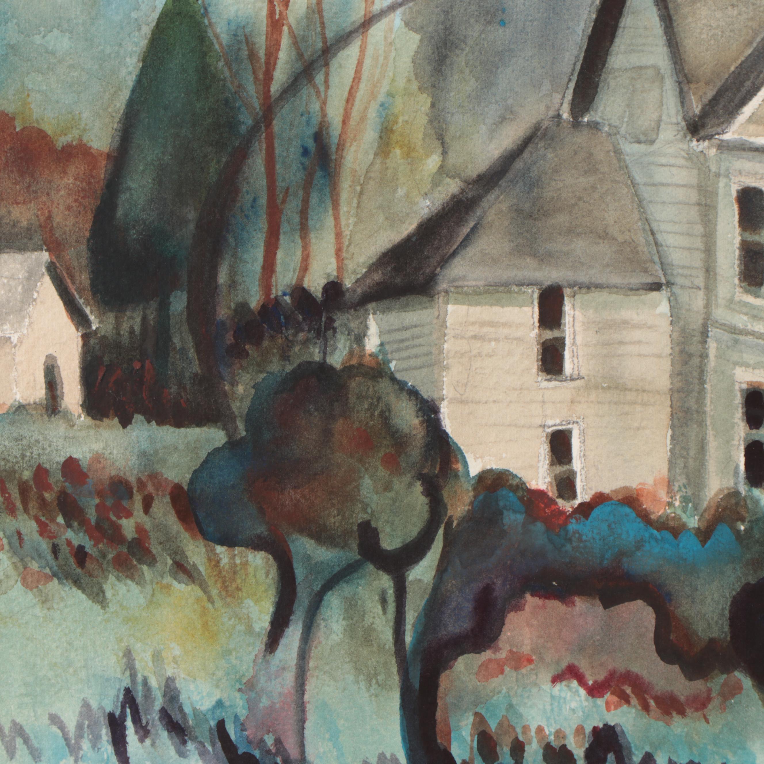 Marion Maas Watercolor Paintings of Landscapes With Houses
