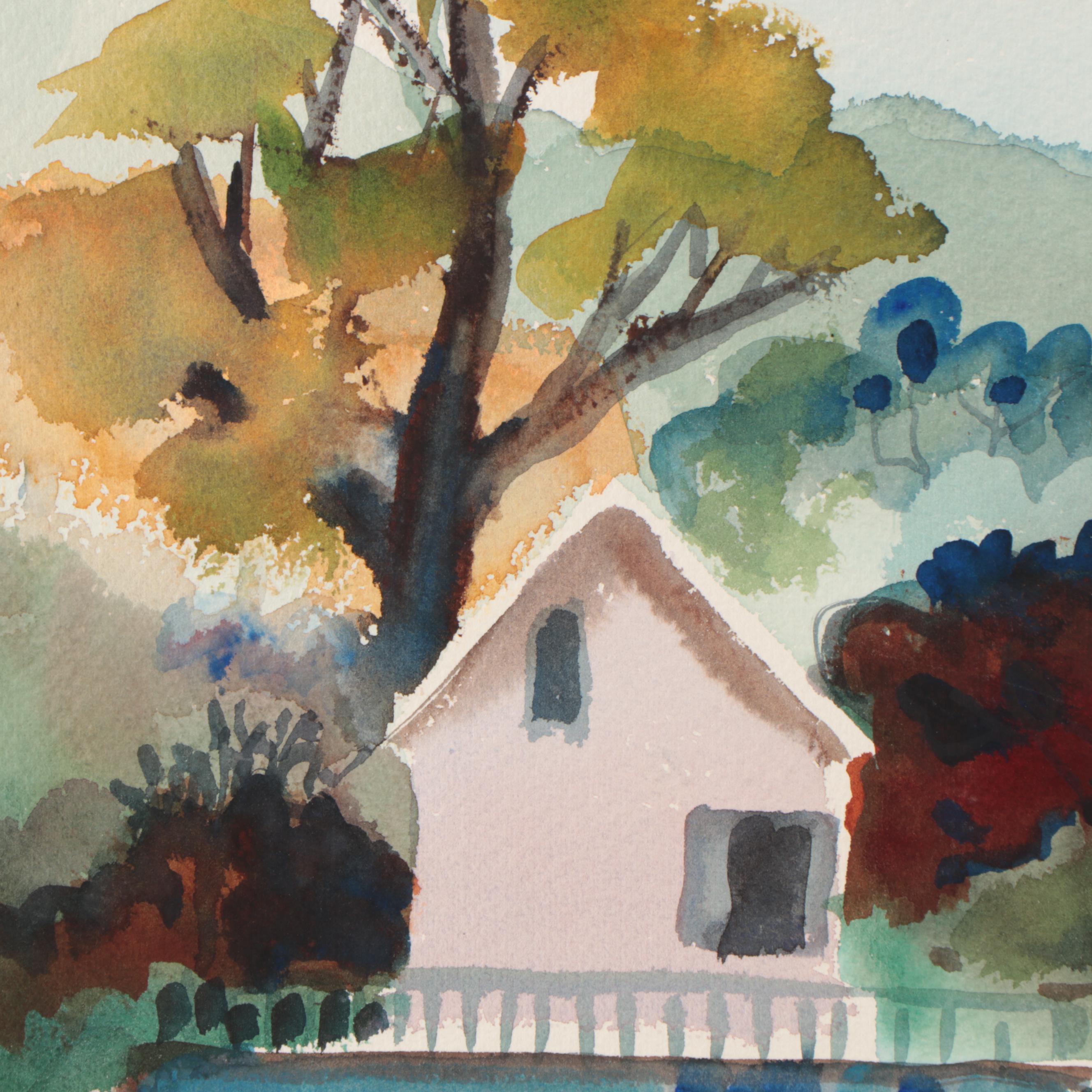 Marion Maas Watercolor Paintings of Landscapes With Houses