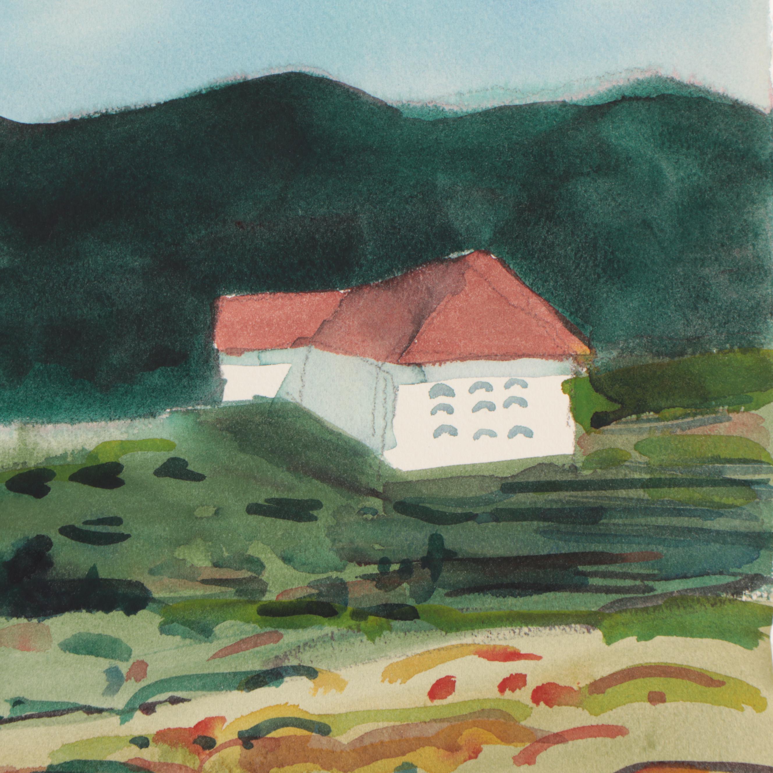 Marion Maas Watercolor Paintings of Landscapes With Houses