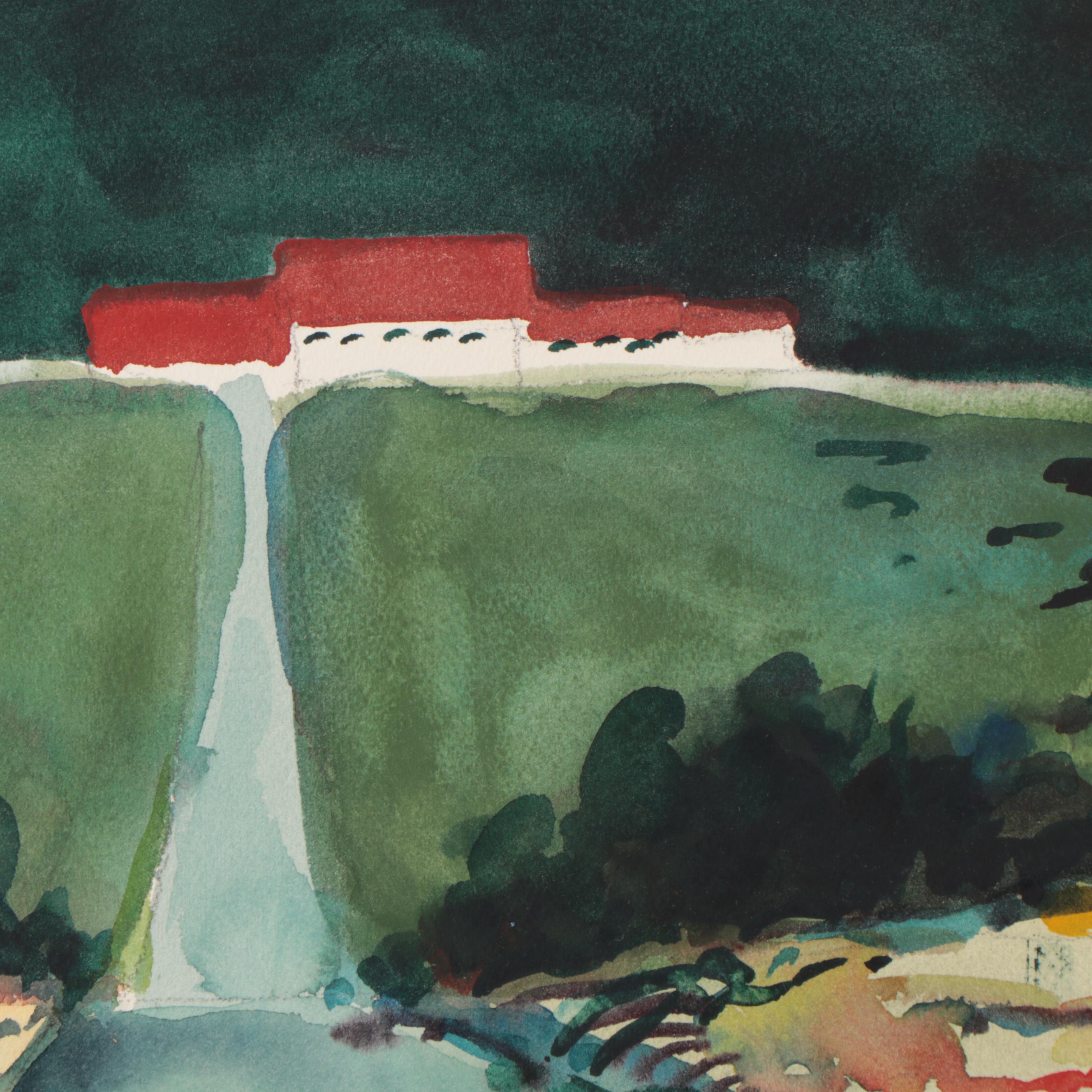 Marion Maas Watercolor Paintings of Landscapes With Houses