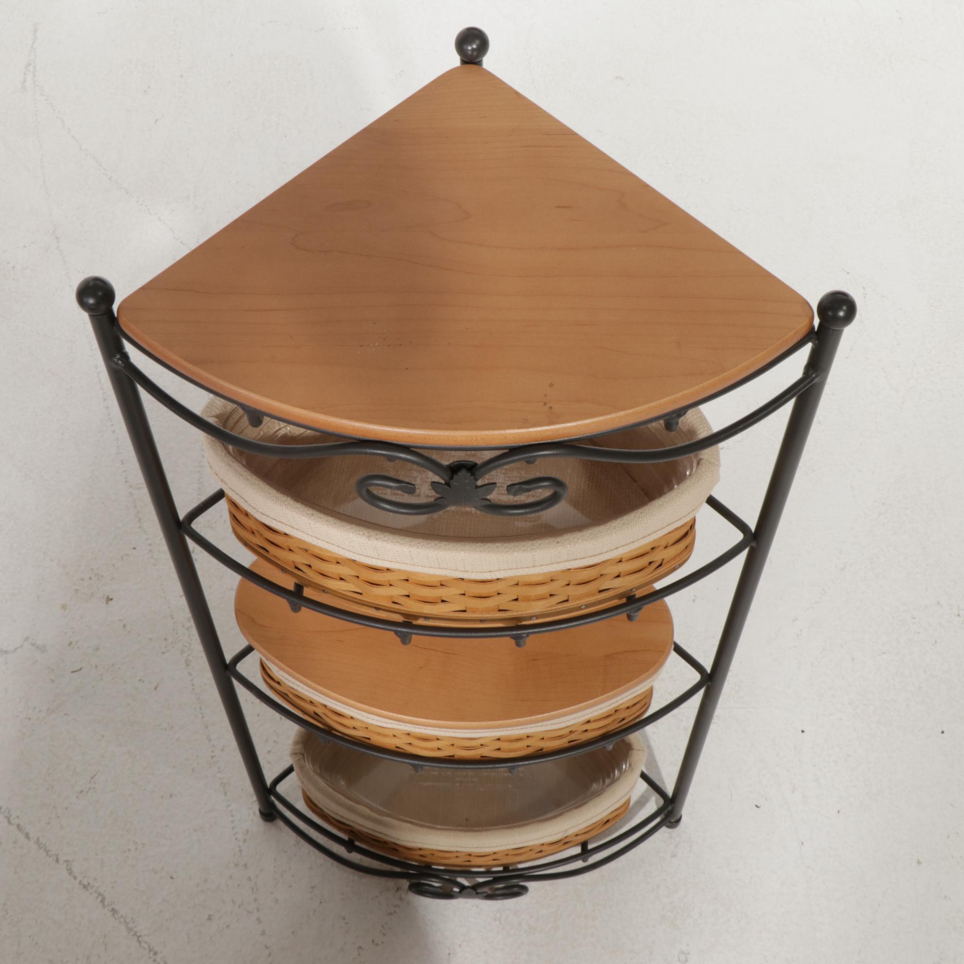 Longaberger Wrought Iron Basket Stand, Corner Storage Rack and Baskets