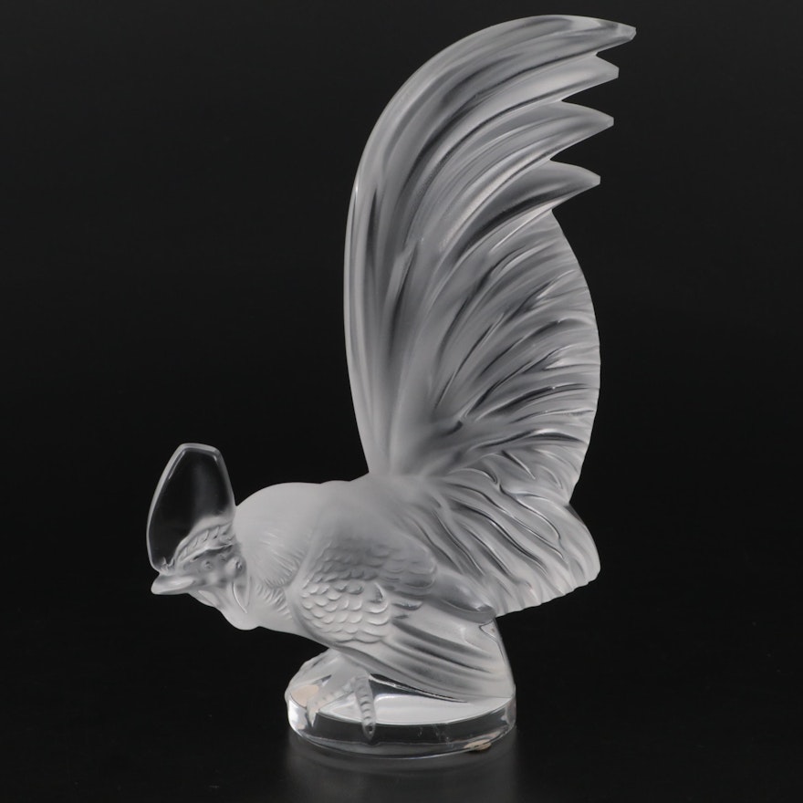Lalique Crystal "Coq Nain" Rooster Car Mascot