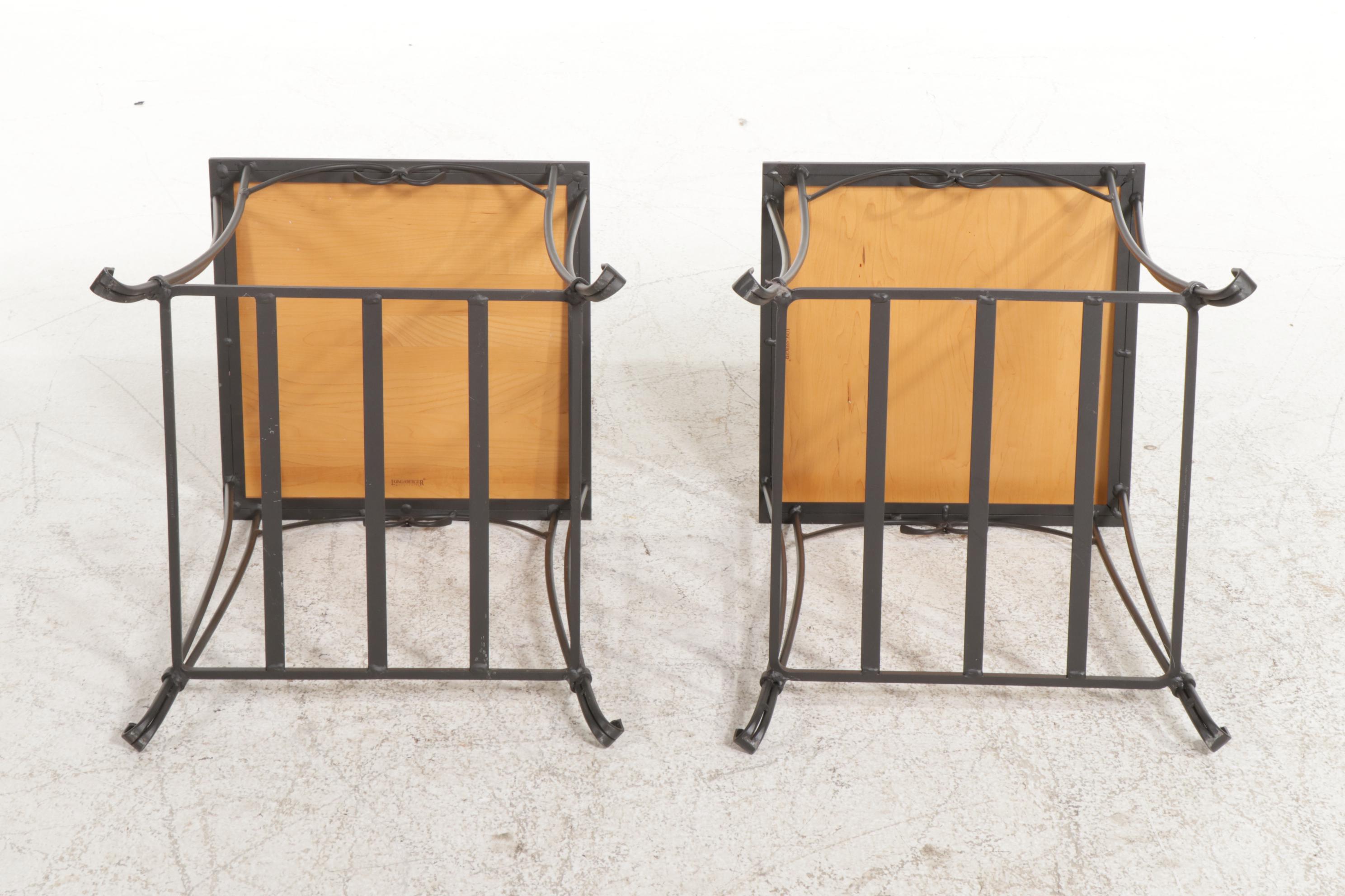 Pair of Longaberger Wrought Iron and Wood Side Tables
