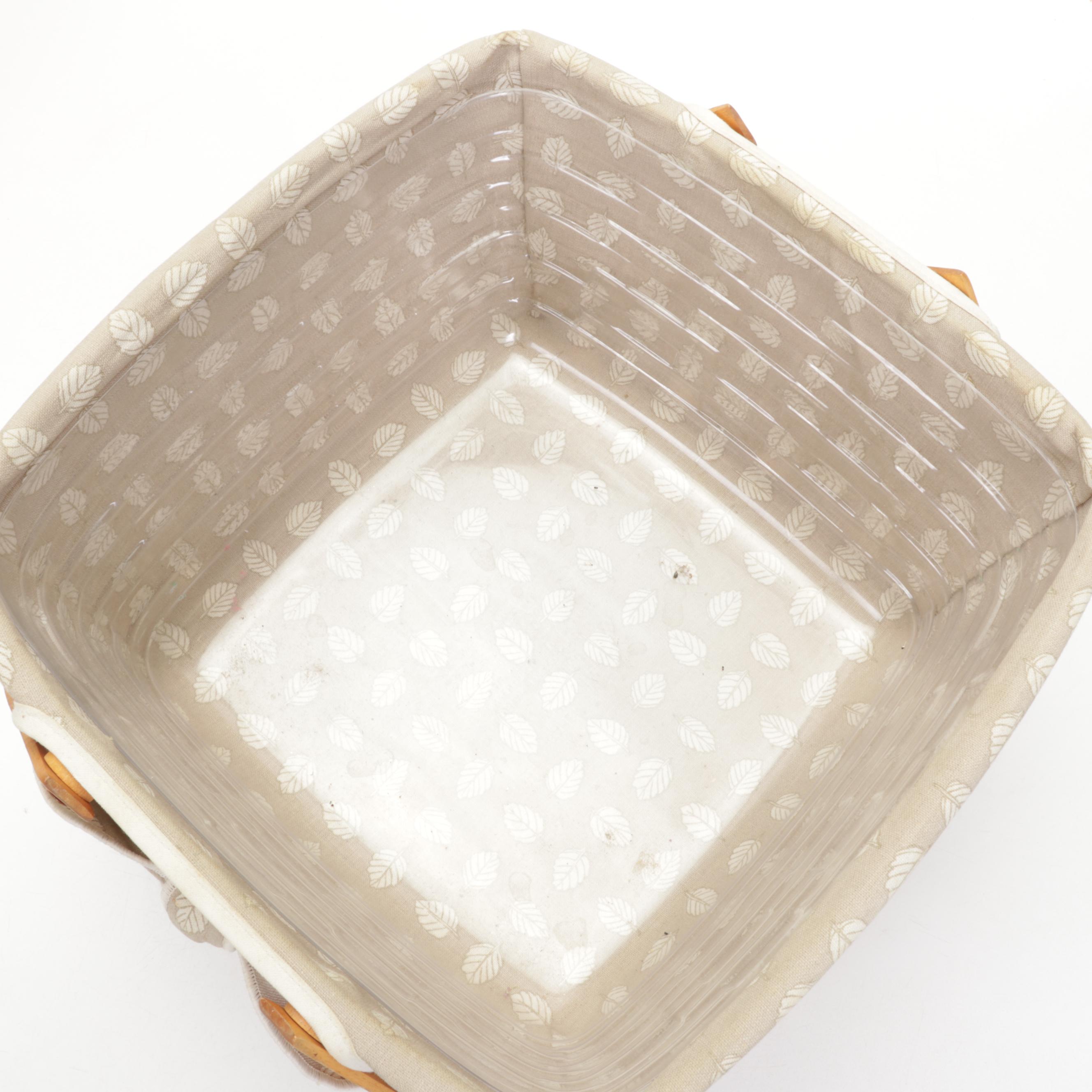 Longaberger Handwoven Basket Tray and Handled Basckets With "Stone Leaf" Liners