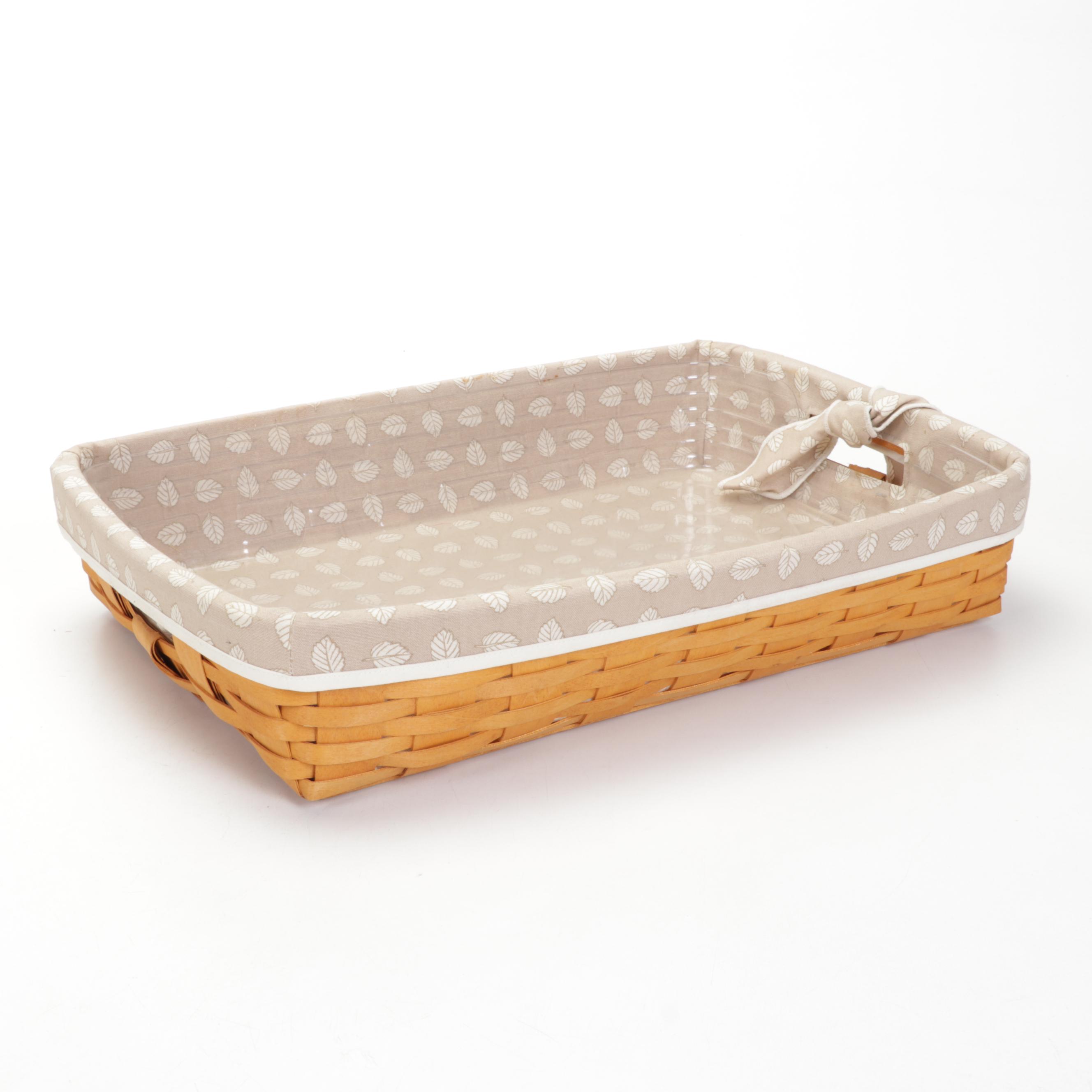 Longaberger Handwoven Basket Tray and Handled Basckets With "Stone Leaf" Liners
