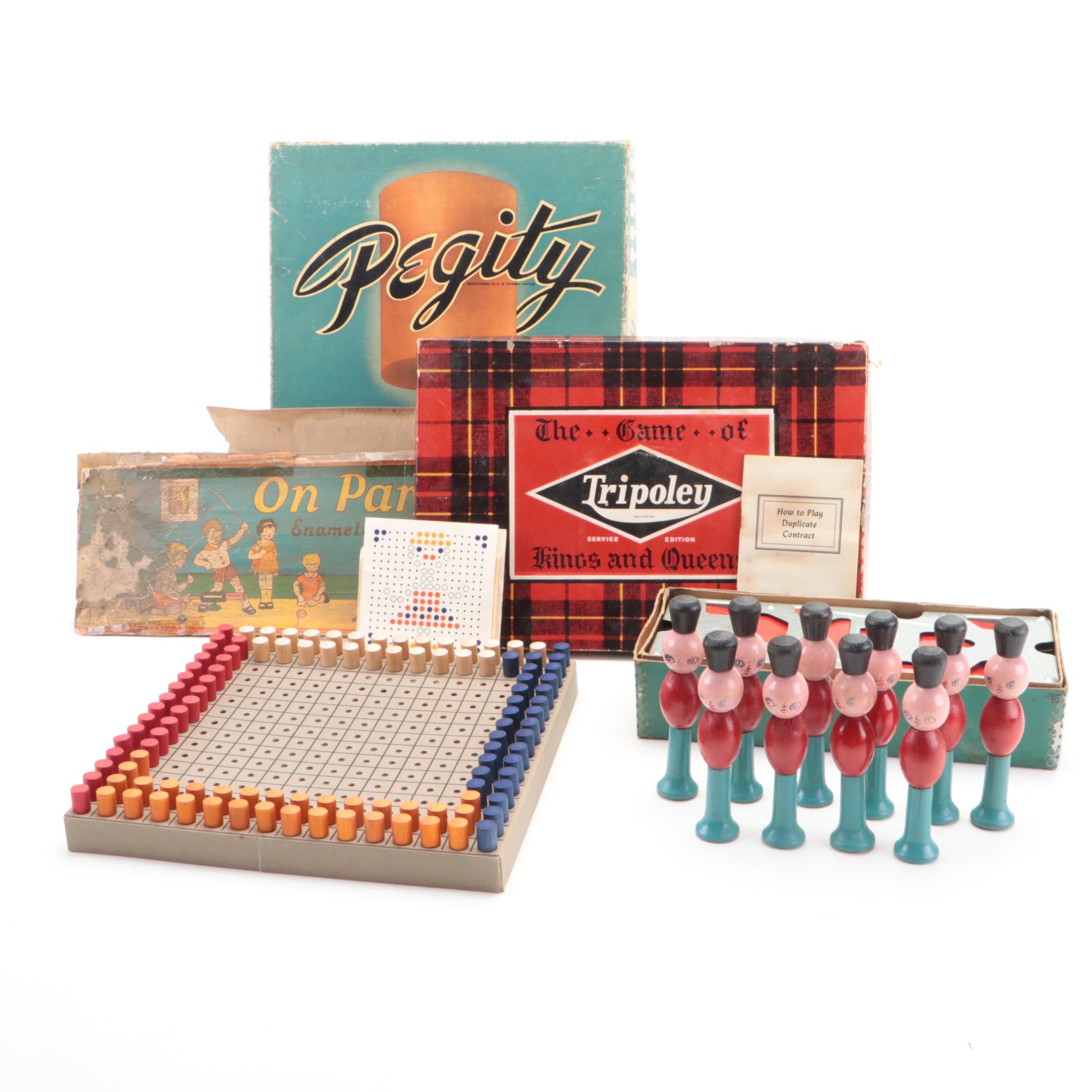 Pegity, On Parade and Tripoley Board Games
