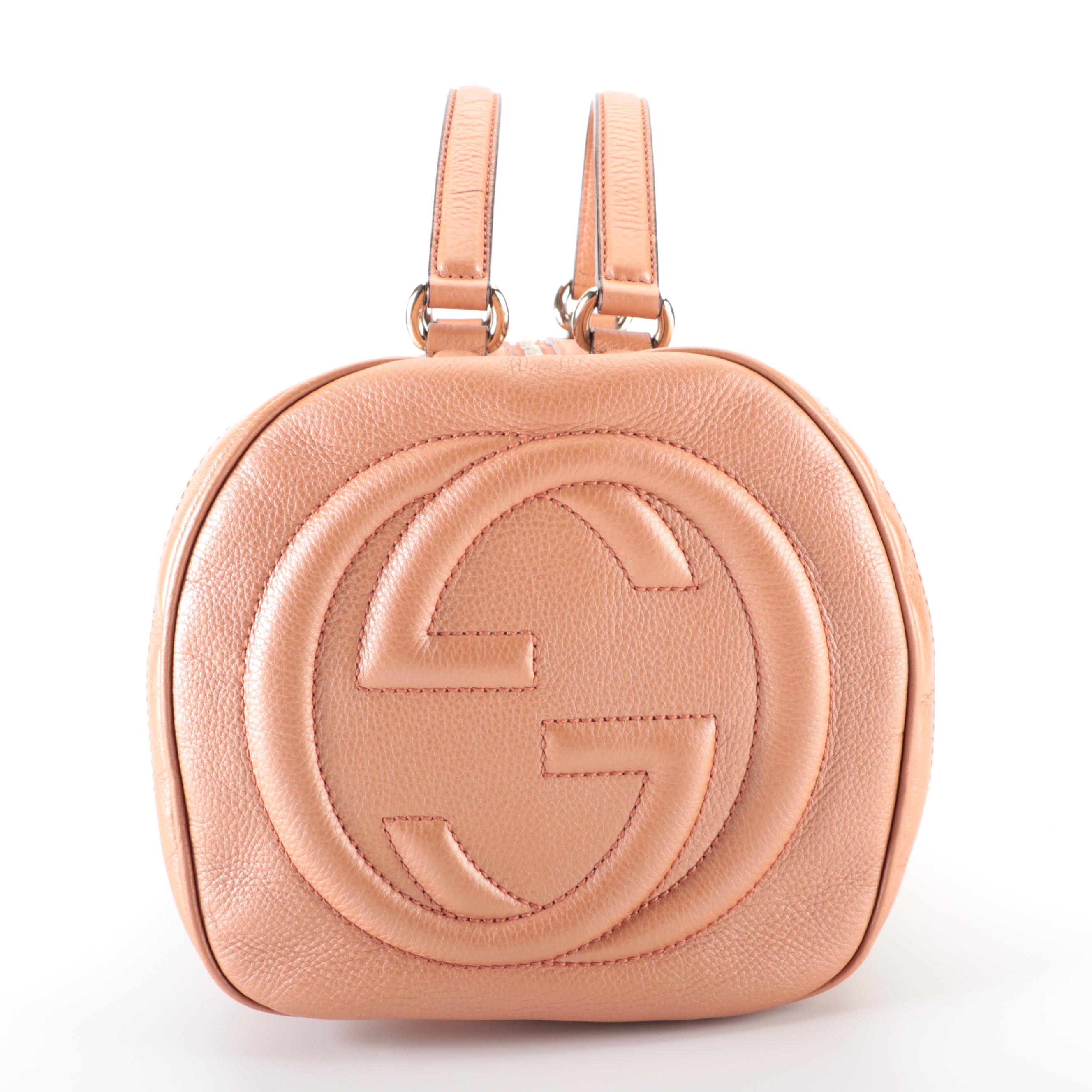 Gucci Japan Exclusive Soho Boston Bag in Pearlescent Grained Leather