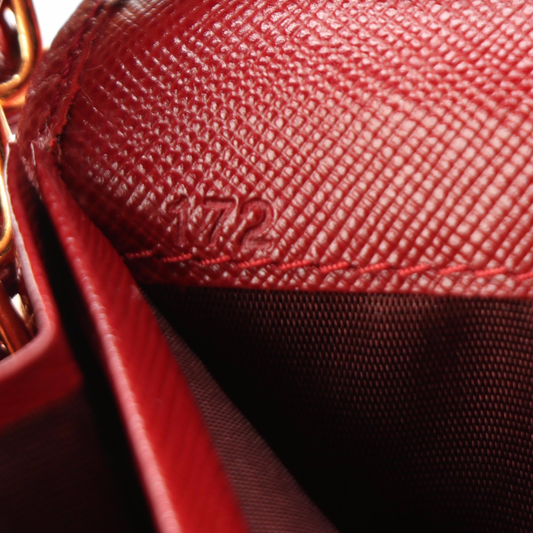 Prada Red Saffiano Leather Wallet on Chain